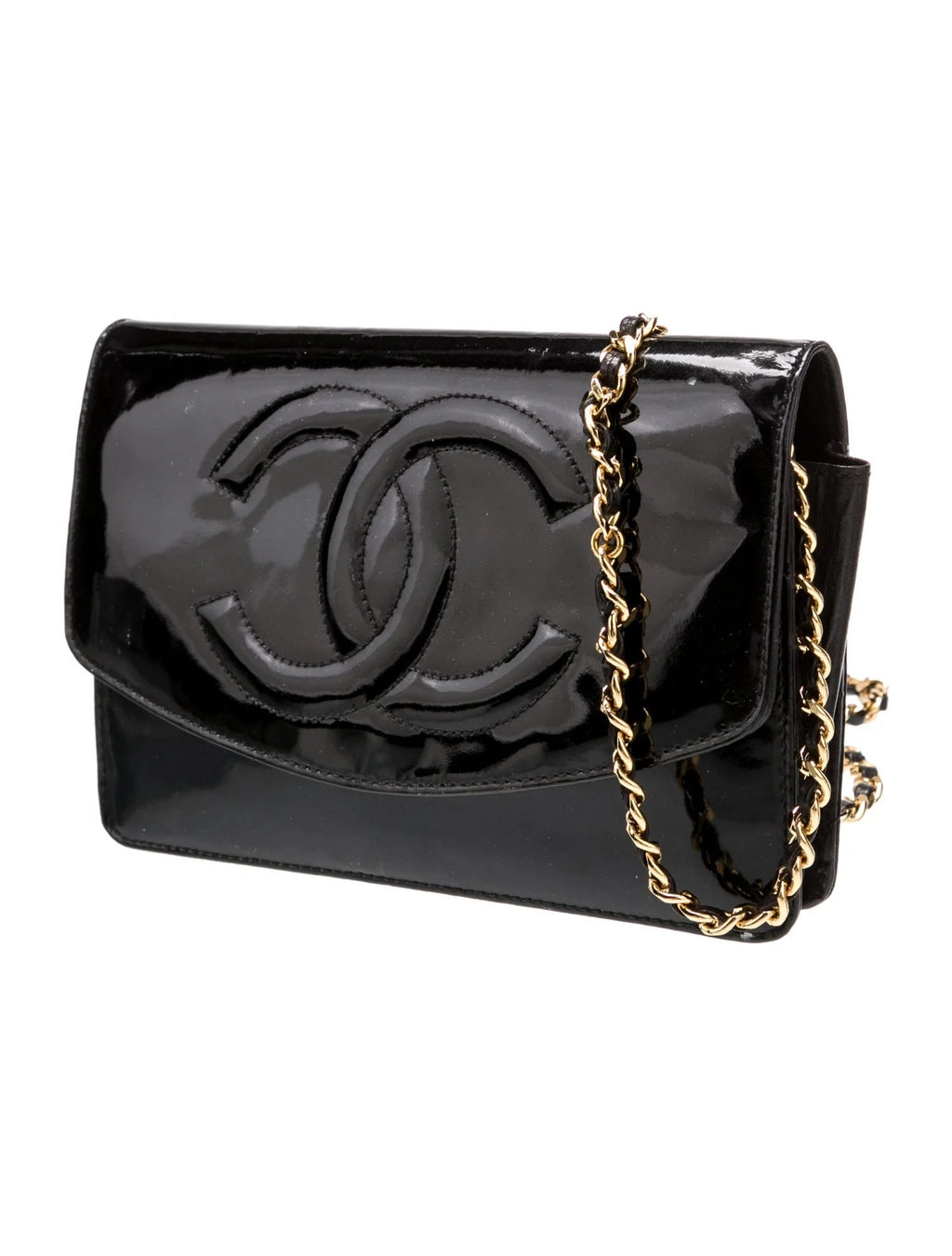 CHANEL CC TIMELESS PATENT LEATHER WALLET ON CHAIN