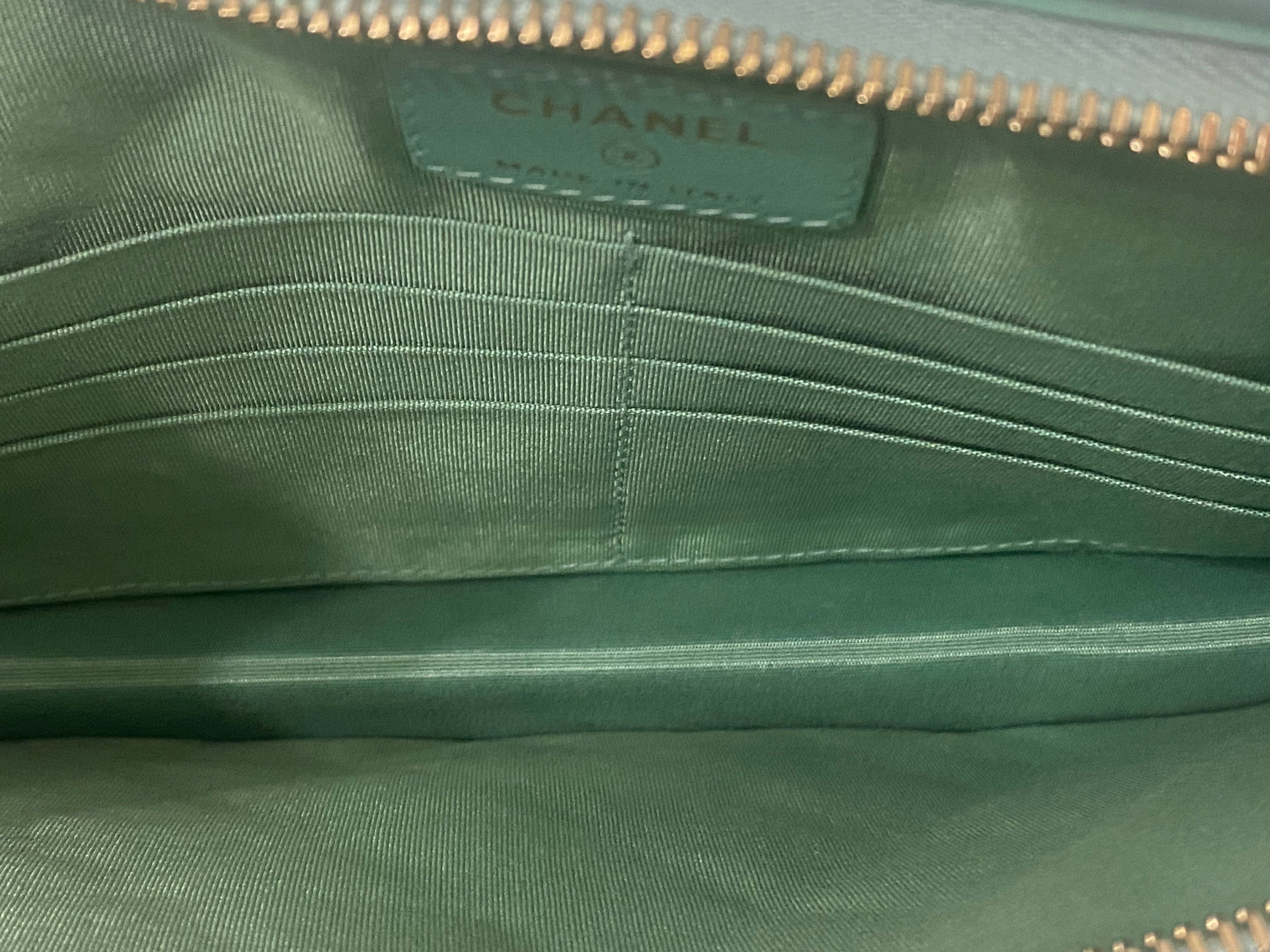 CHANEL TWEED LAMBSKIN  PVC POUCH CLUTCH BAG