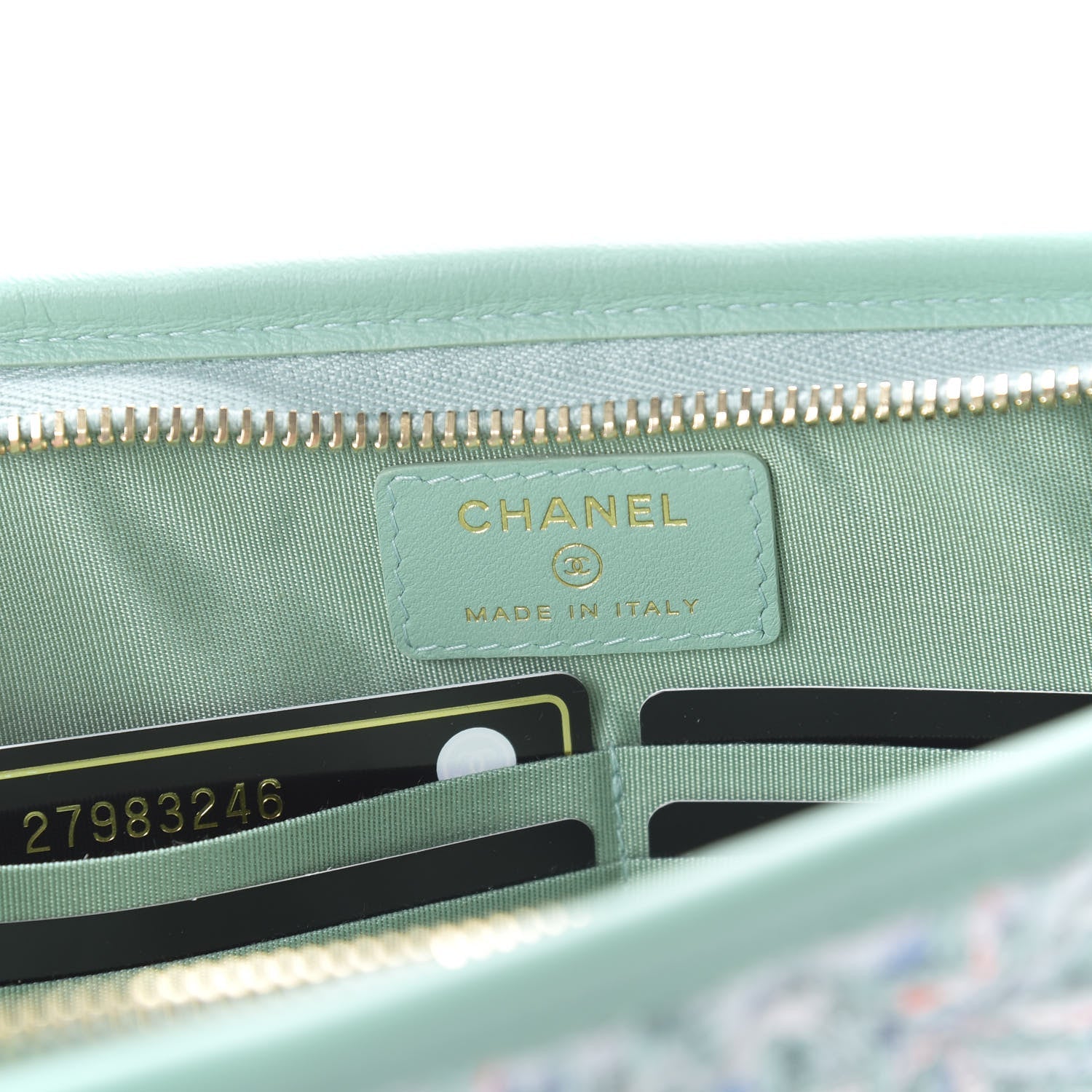 CHANEL TWEED LAMBSKIN  PVC POUCH CLUTCH BAG