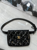CHANEL QUILTED PATENT LEATHER VINTAGE BUM BAG