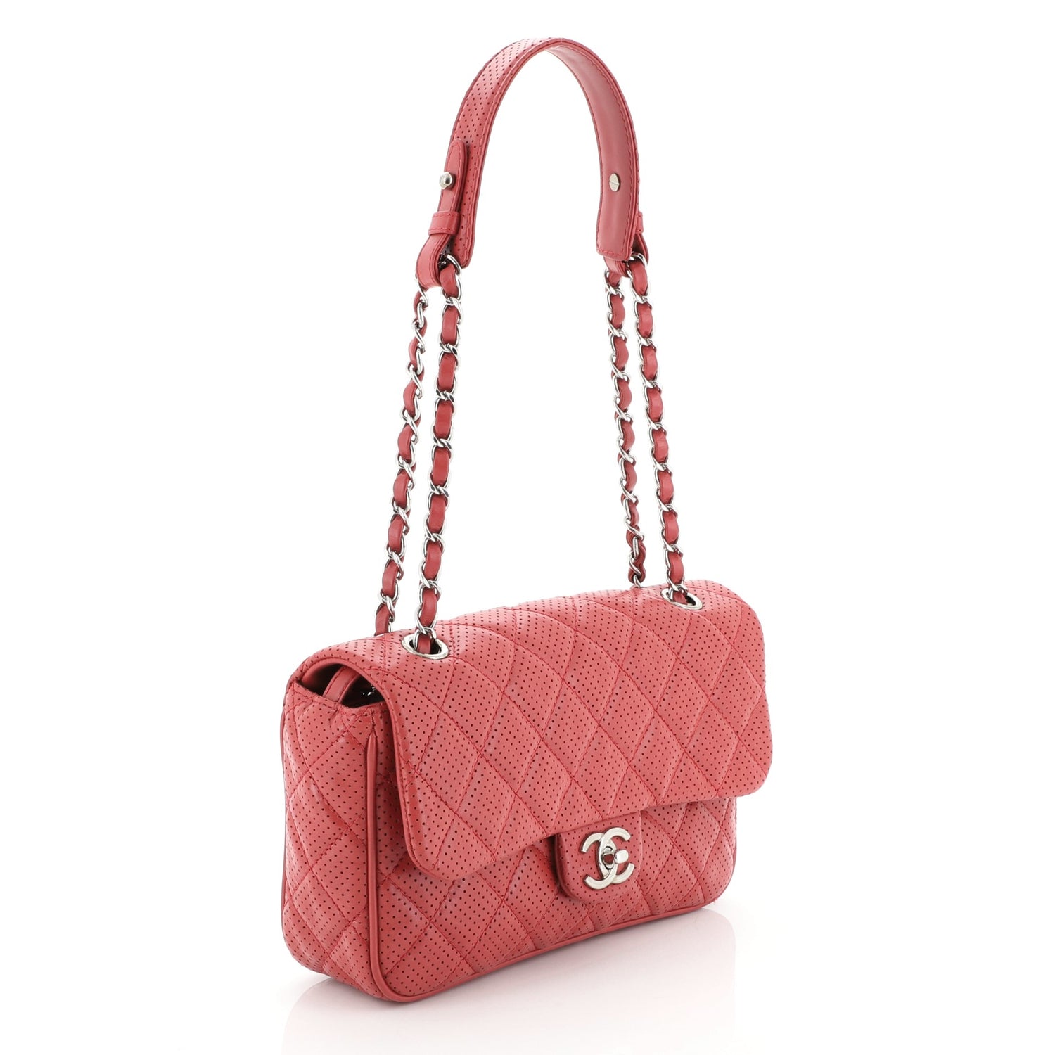 CHANEL PERFORATED LAMBSKIN LEATHER PUNCH JUMBO FLAP BAG