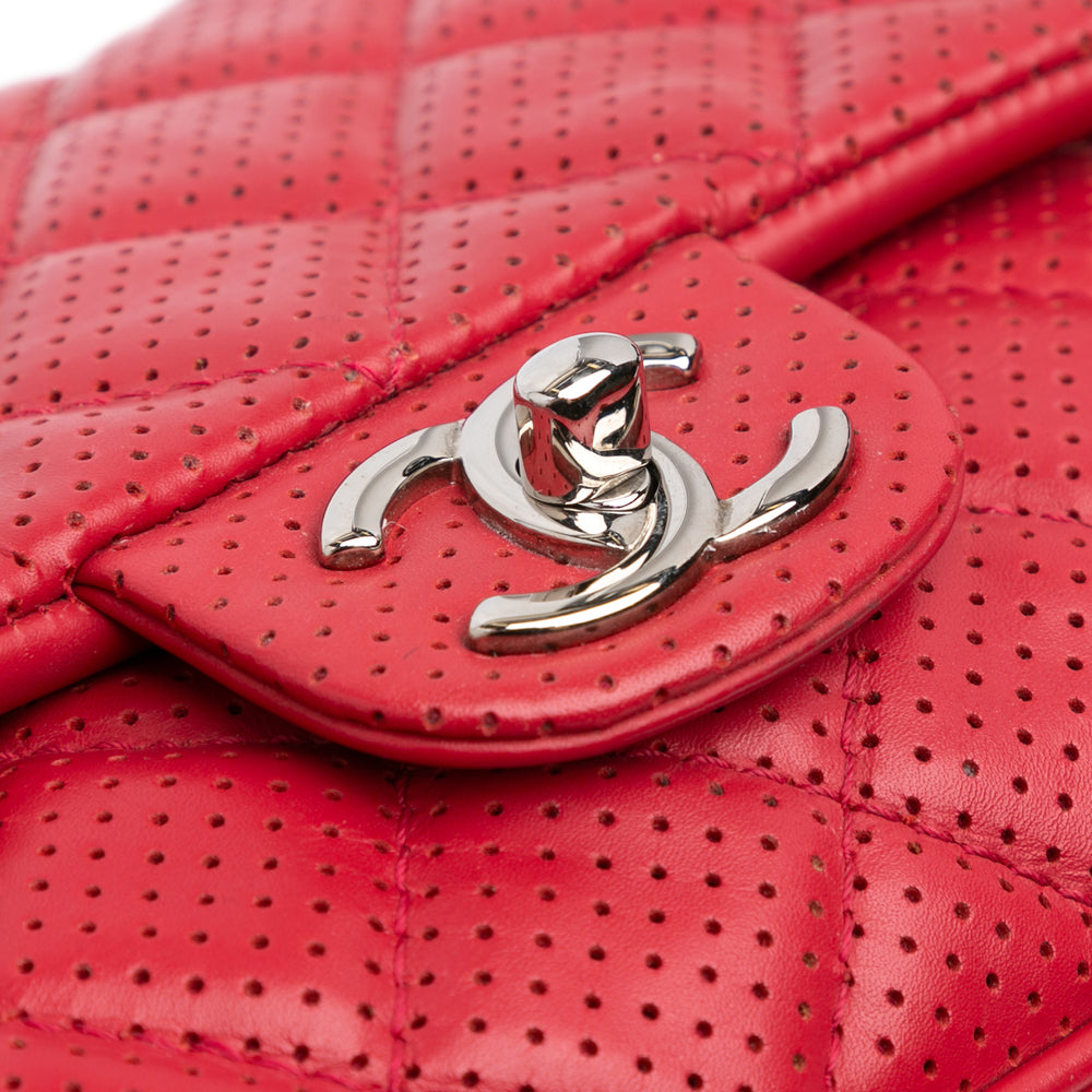 CHANEL PERFORATED LAMBSKIN LEATHER PUNCH JUMBO FLAP BAG