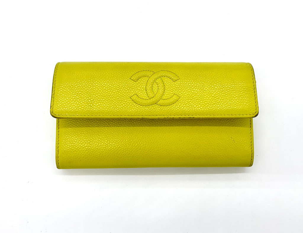 CHANEL YELLOW LEATHER WALLET