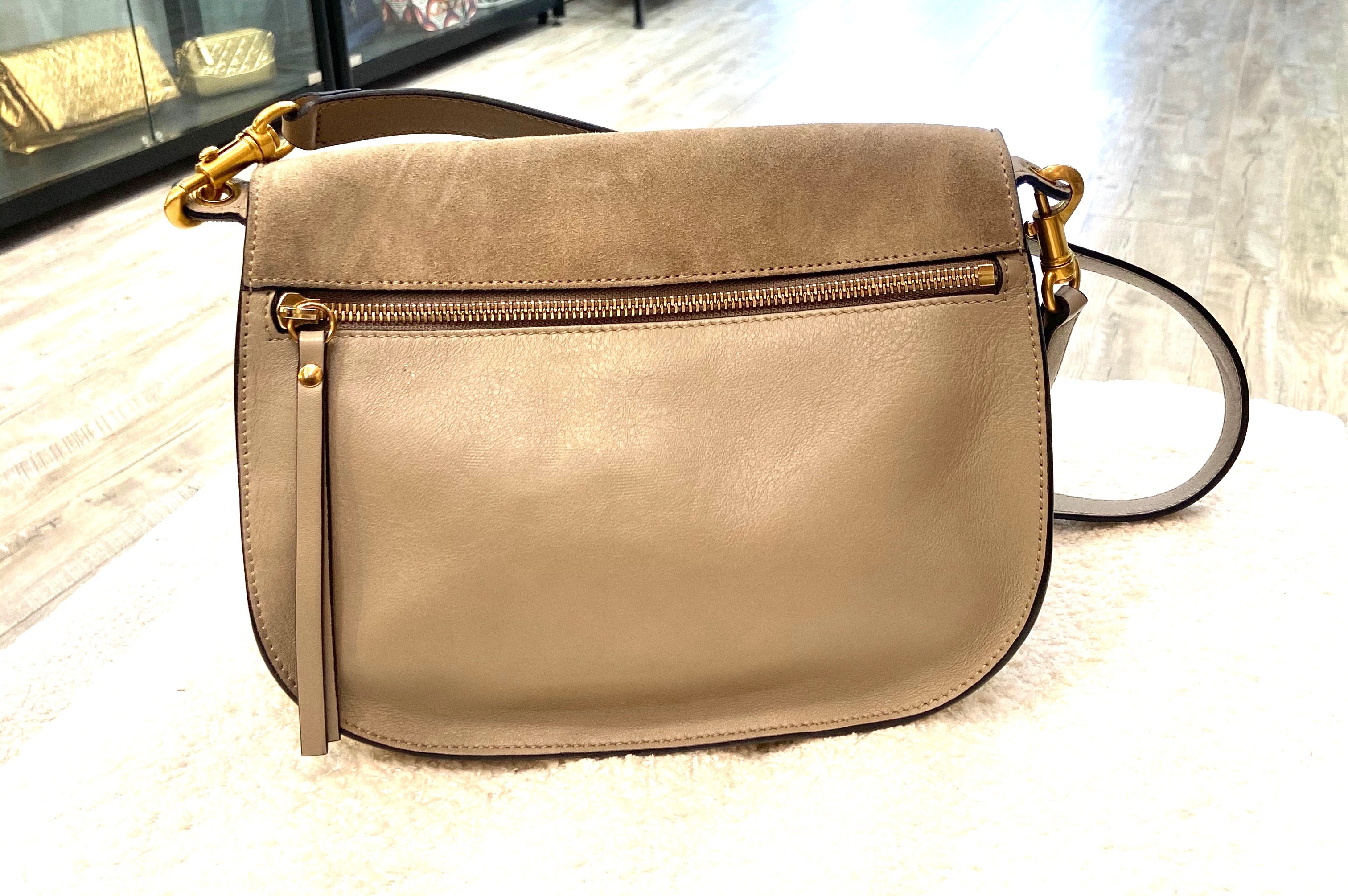 CHLOÉ SUEDE & SMOOTH CALFSKIN LEATHER KURTIS SHOULDER BAG