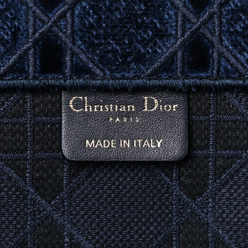 DIOR EMBROIDERED CANNAGE VELVET LARGE BOOK TOTE BAG