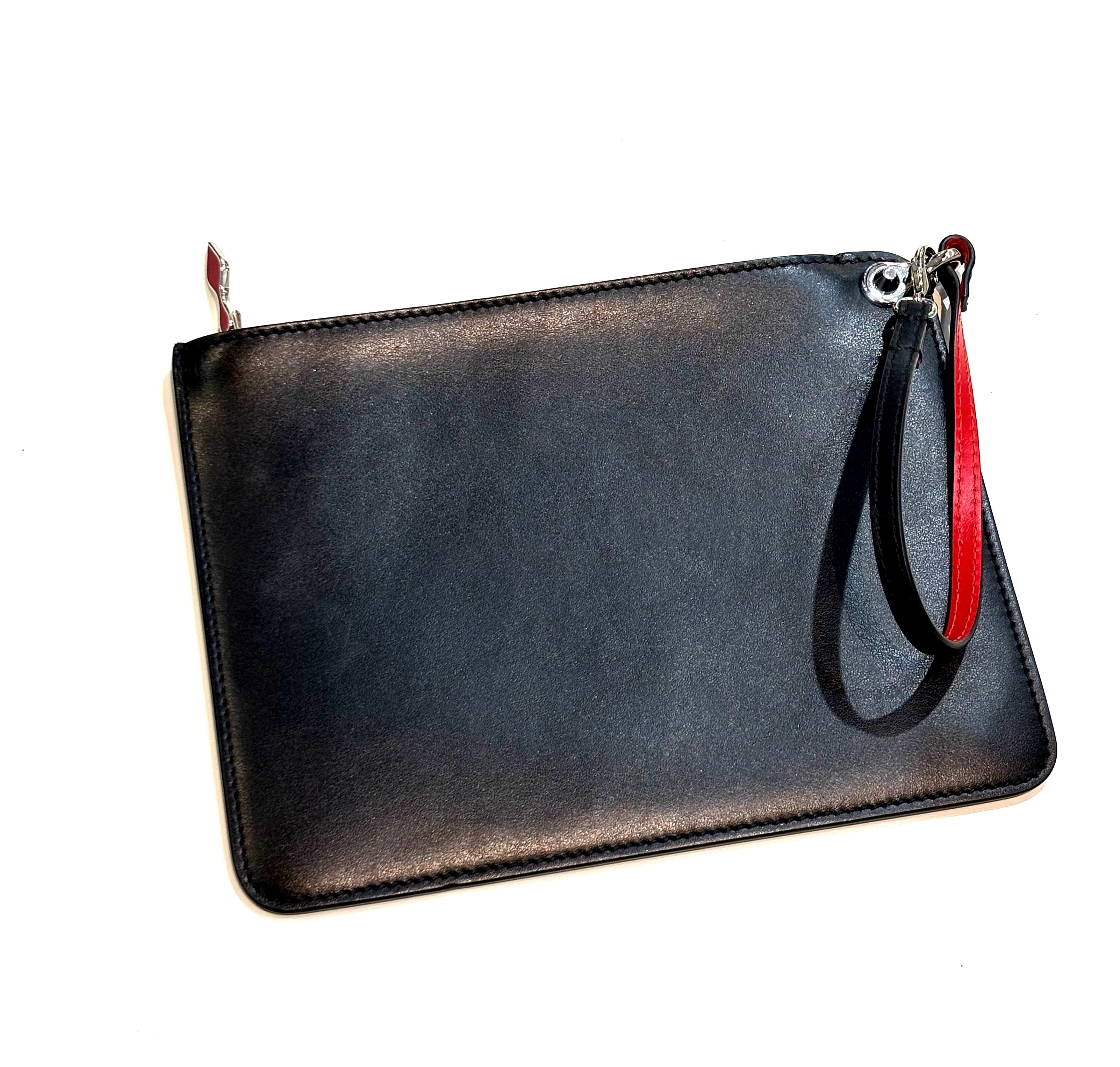 LOUBOUTIN CALFSKIN LEATHER CABATA POCHETTE WRISTLET