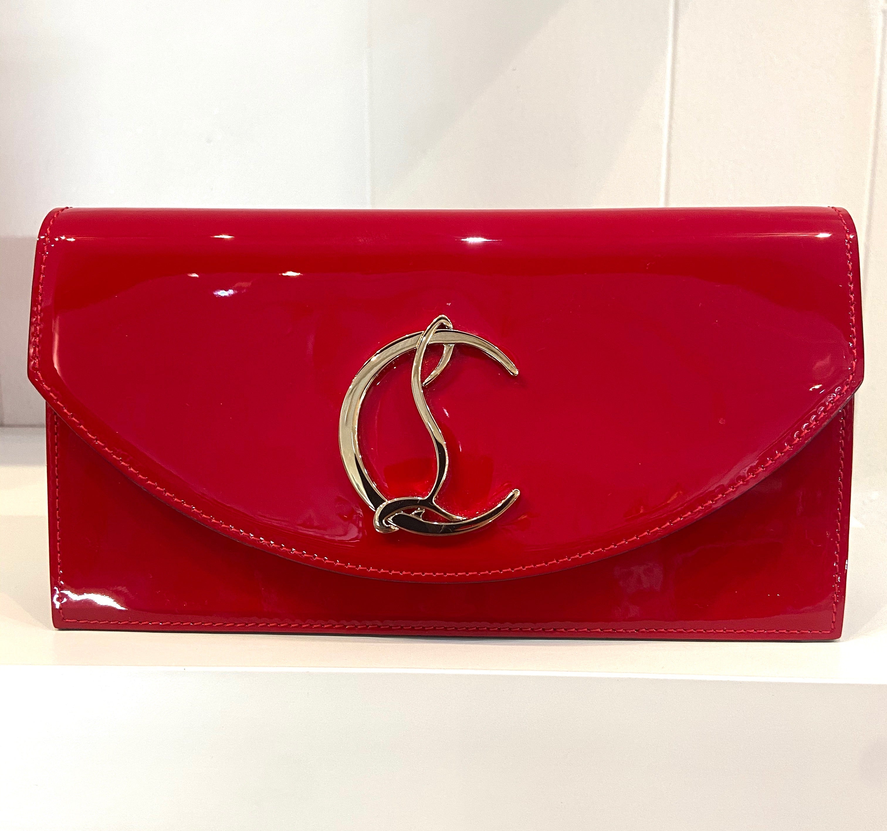 CHRISTIAN LOUBOUTIN LOUBI54 PATENT LEATHER CLUTCH BAG
