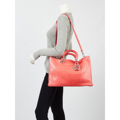 CHRISTIAN DIOR DIORISSIMO CROCODILE LARGE PINK TOTE-HS