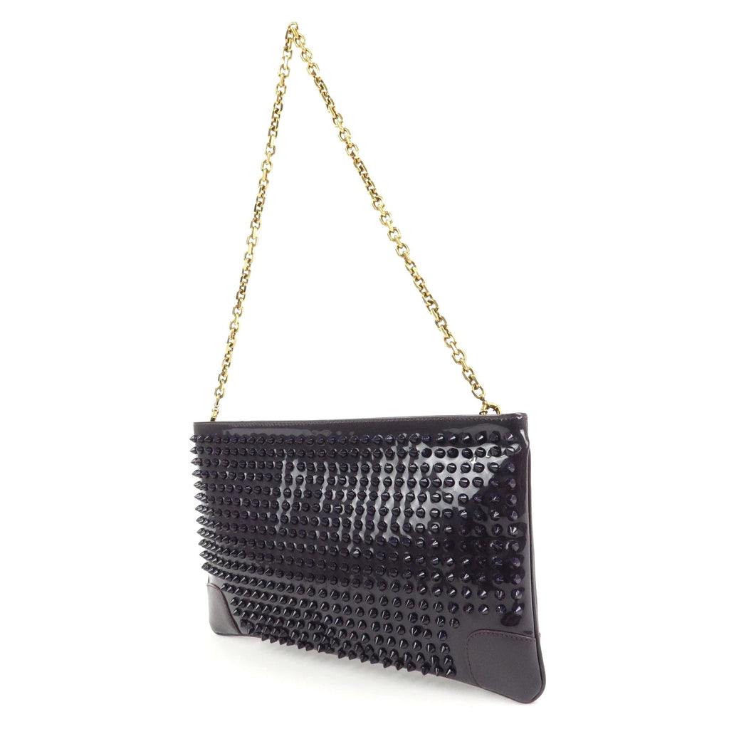 LOUBOUTIN LOUBIPOSH SPIKED PATENT LEATHER CHAIN BAG