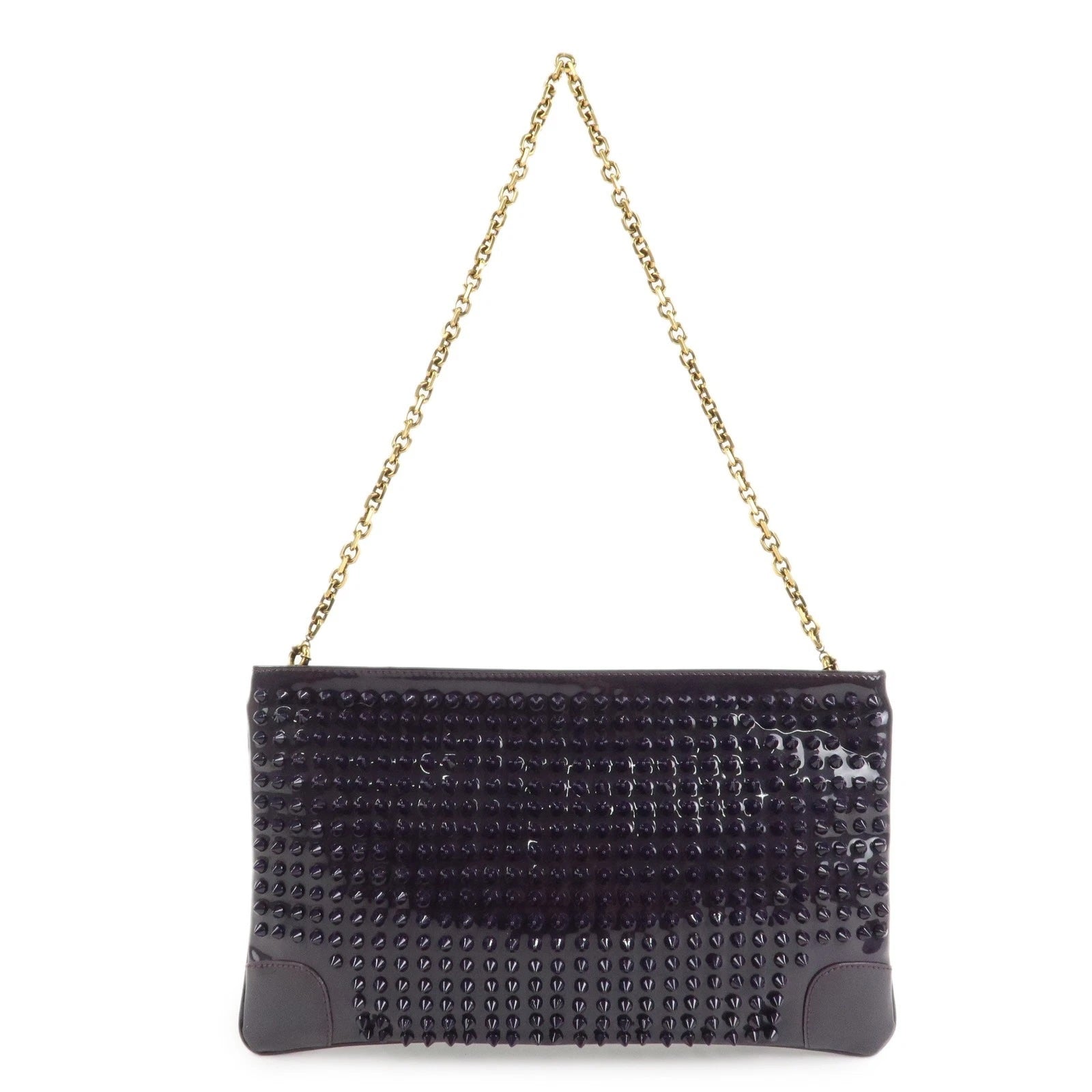 LOUBOUTIN LOUBIPOSH SPIKED PATENT LEATHER CHAIN BAG