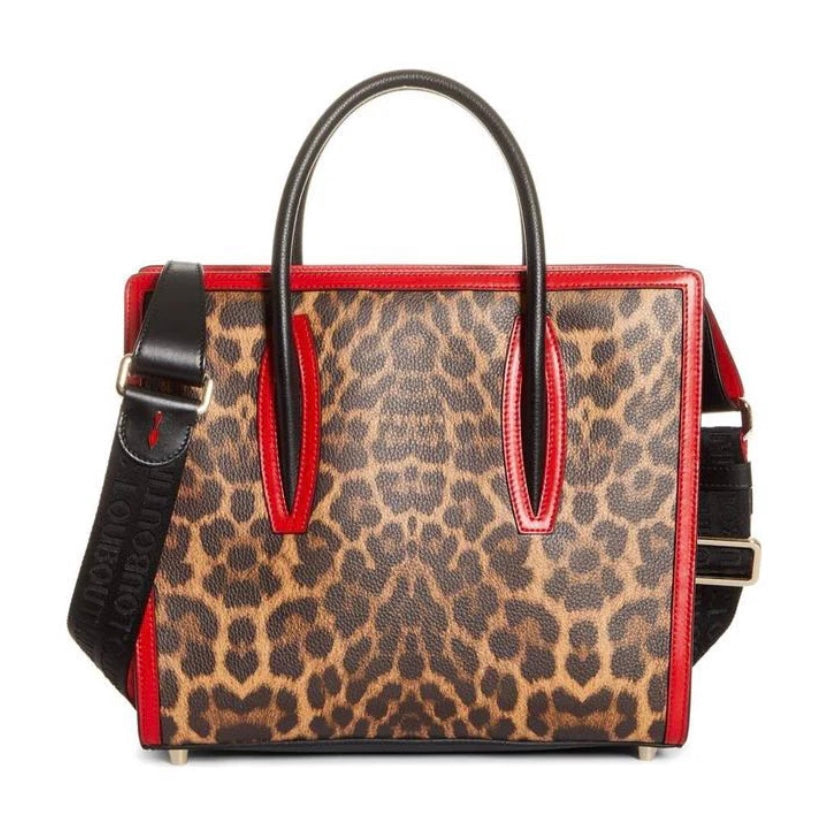 CHRISTIAN LOUBOUTIN MEDIUM PALOMA LEOPARD PRINT TOTE