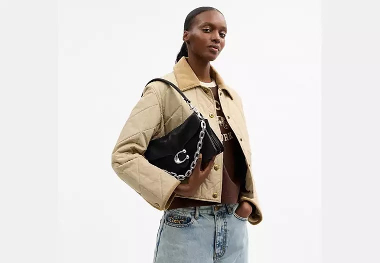COACH CHAIN TABBY CALFSKIN LEATHER SHOULDER BAG