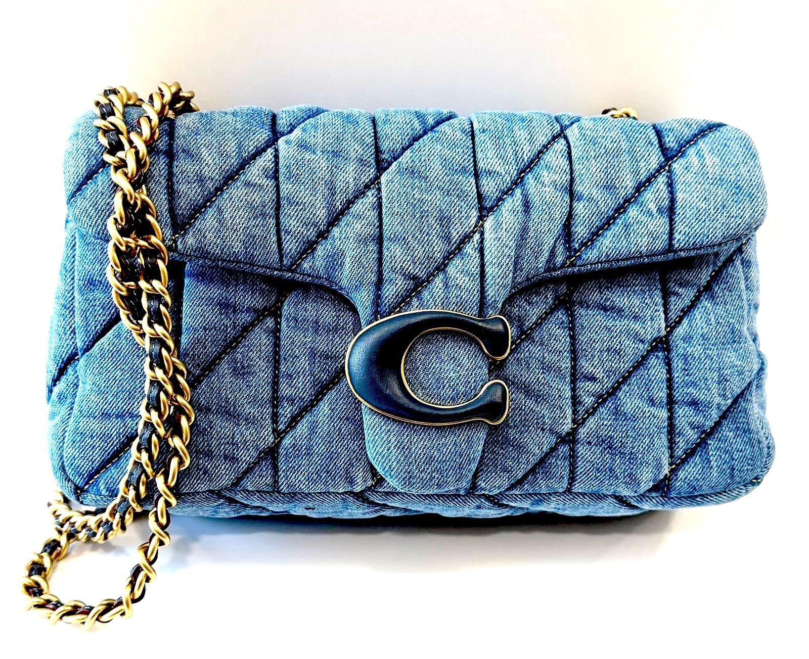 COACH QUILTED DENIM SMALL TABBY SHOULDER BAG
