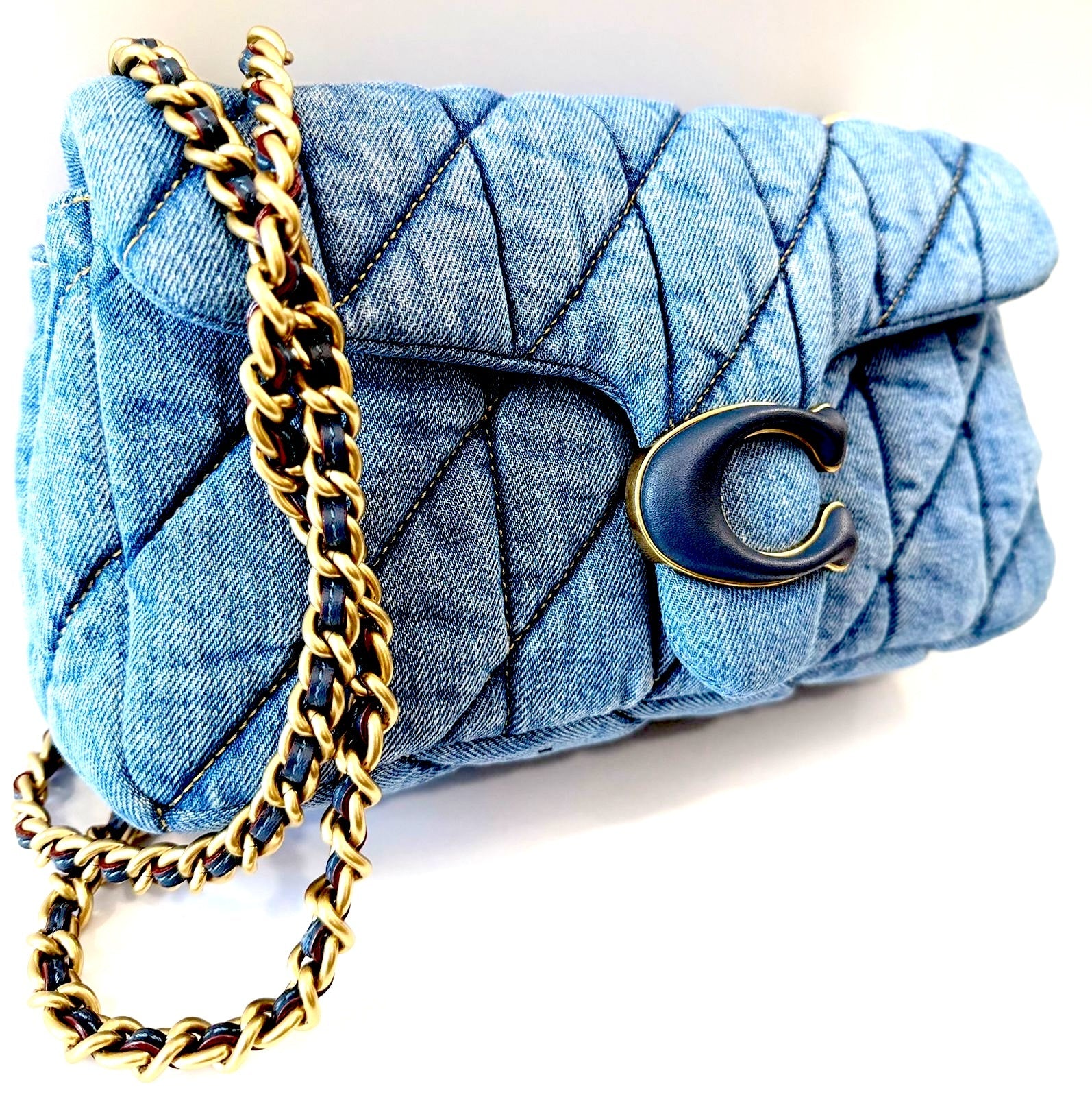 COACH QUILTED DENIM SMALL TABBY SHOULDER BAG