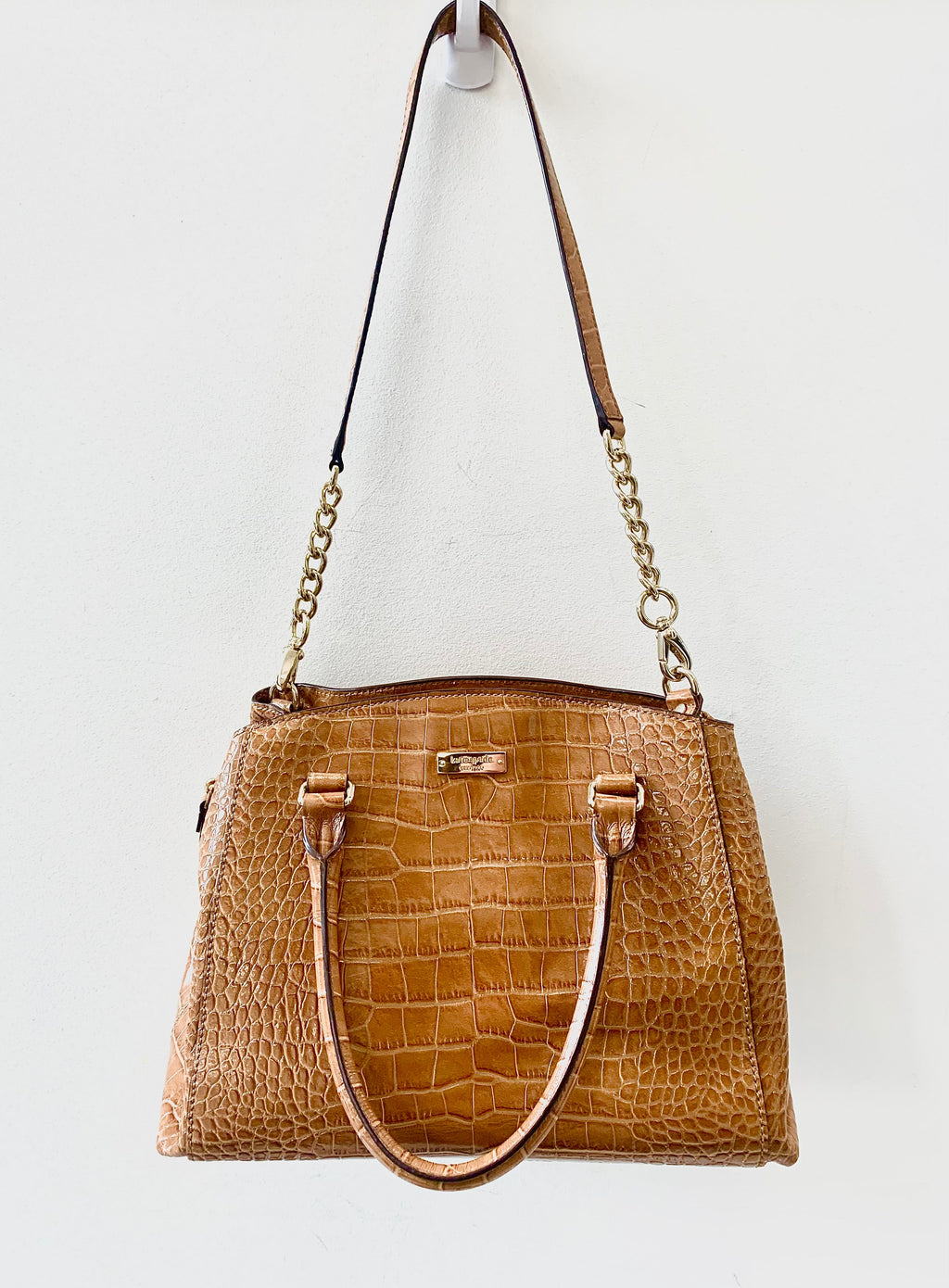 KATE SPADE CROC EMBOSSED PATENT LEATHER SATCHEL