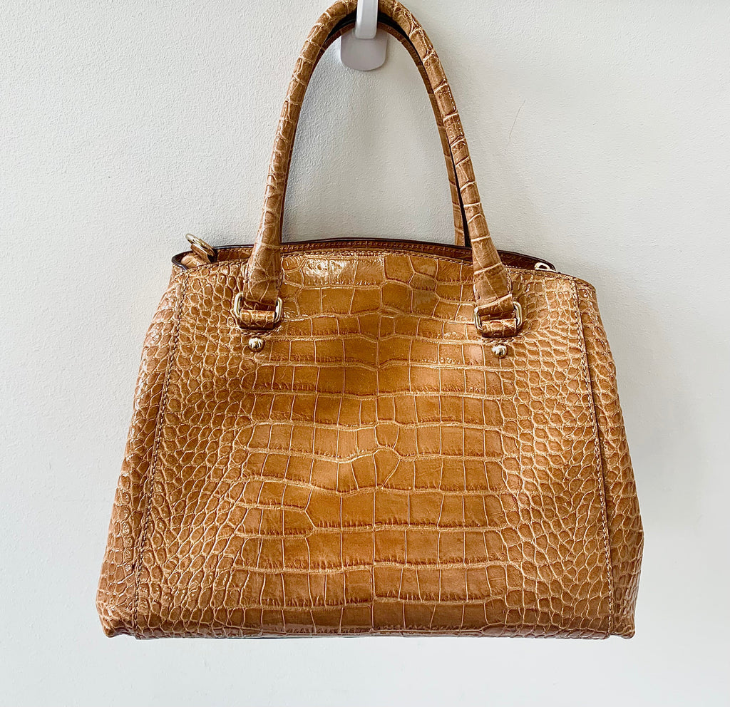 KATE SPADE CROC EMBOSSED PATENT LEATHER SATCHEL