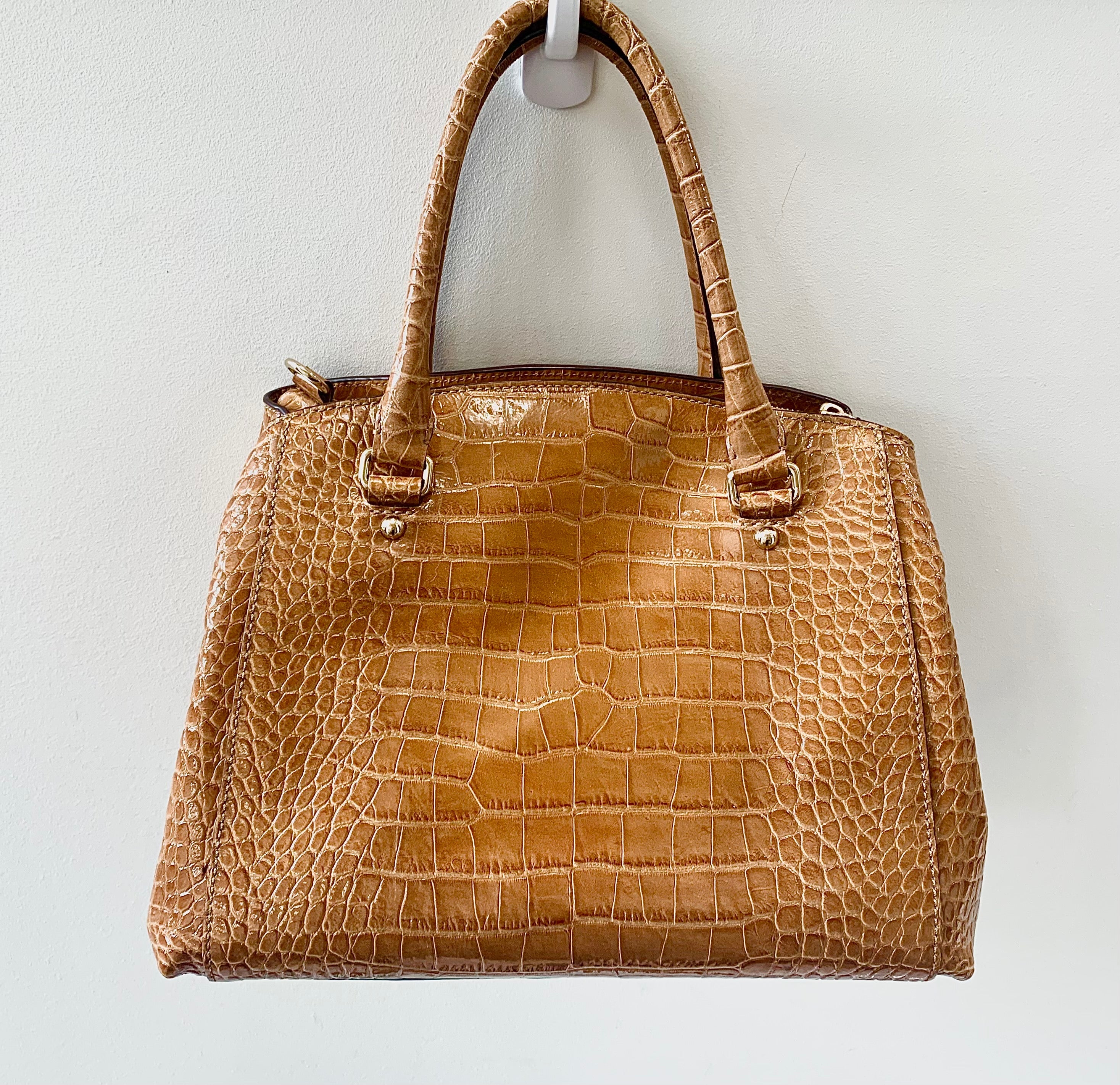 KATE SPADE CROC EMBOSSED PATENT LEATHER SATCHEL