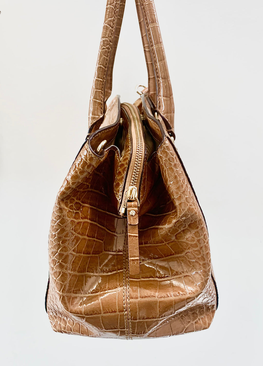 KATE SPADE CROC EMBOSSED PATENT LEATHER SATCHEL
