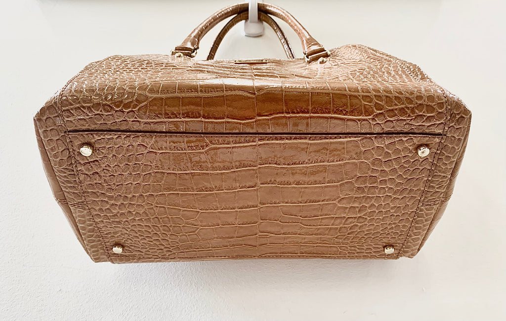 KATE SPADE CROC EMBOSSED PATENT LEATHER SATCHEL