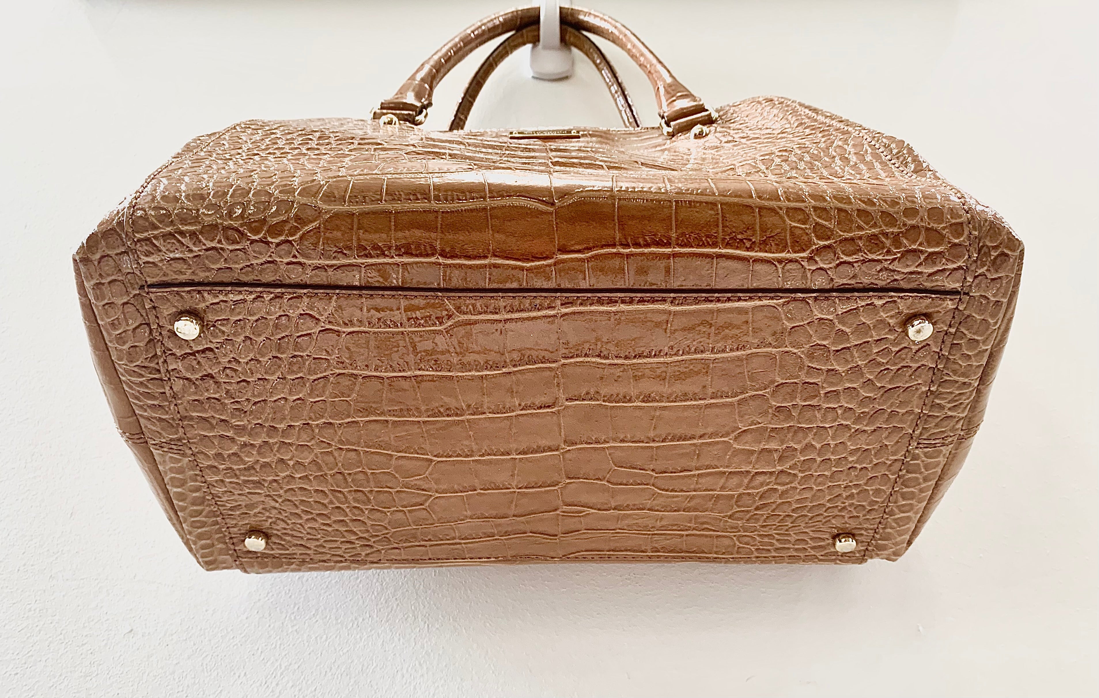 KATE SPADE CROC EMBOSSED PATENT LEATHER SATCHEL
