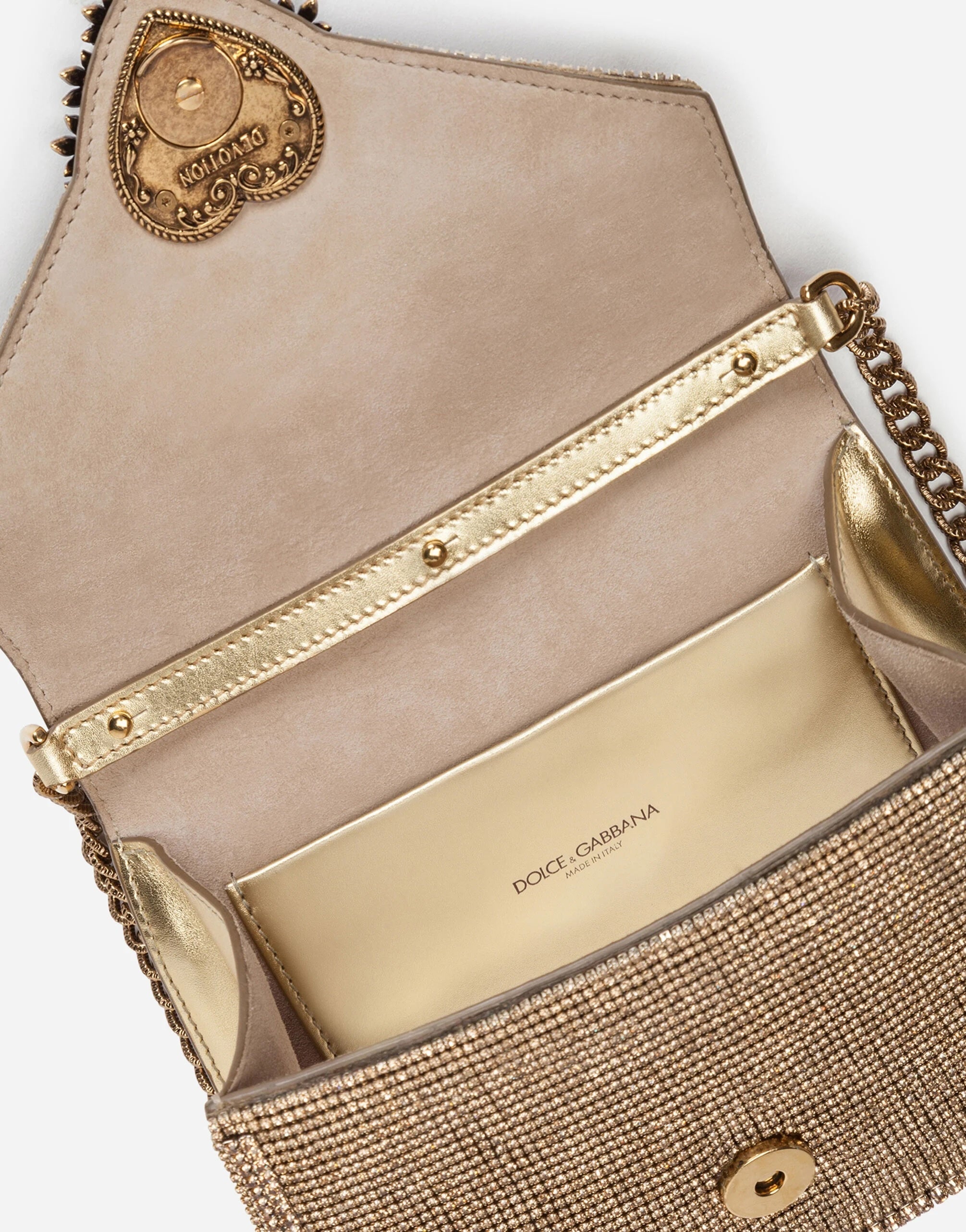 DOLCE & GABBANA DEVOTION RHINESTONE CHAIN BAG