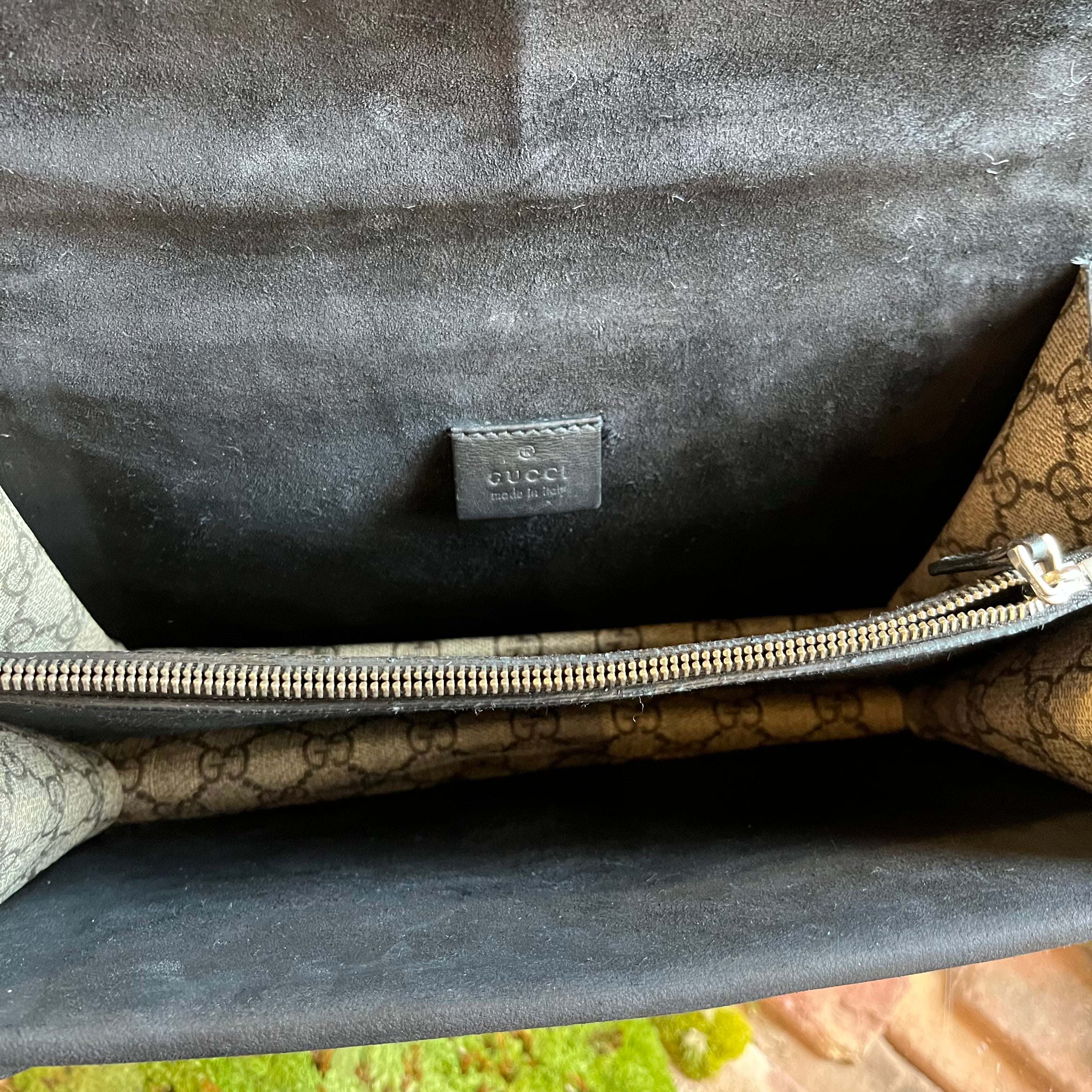 GUCCI Small Dionysus Black GG Supreme Monogram Shoulder Bag