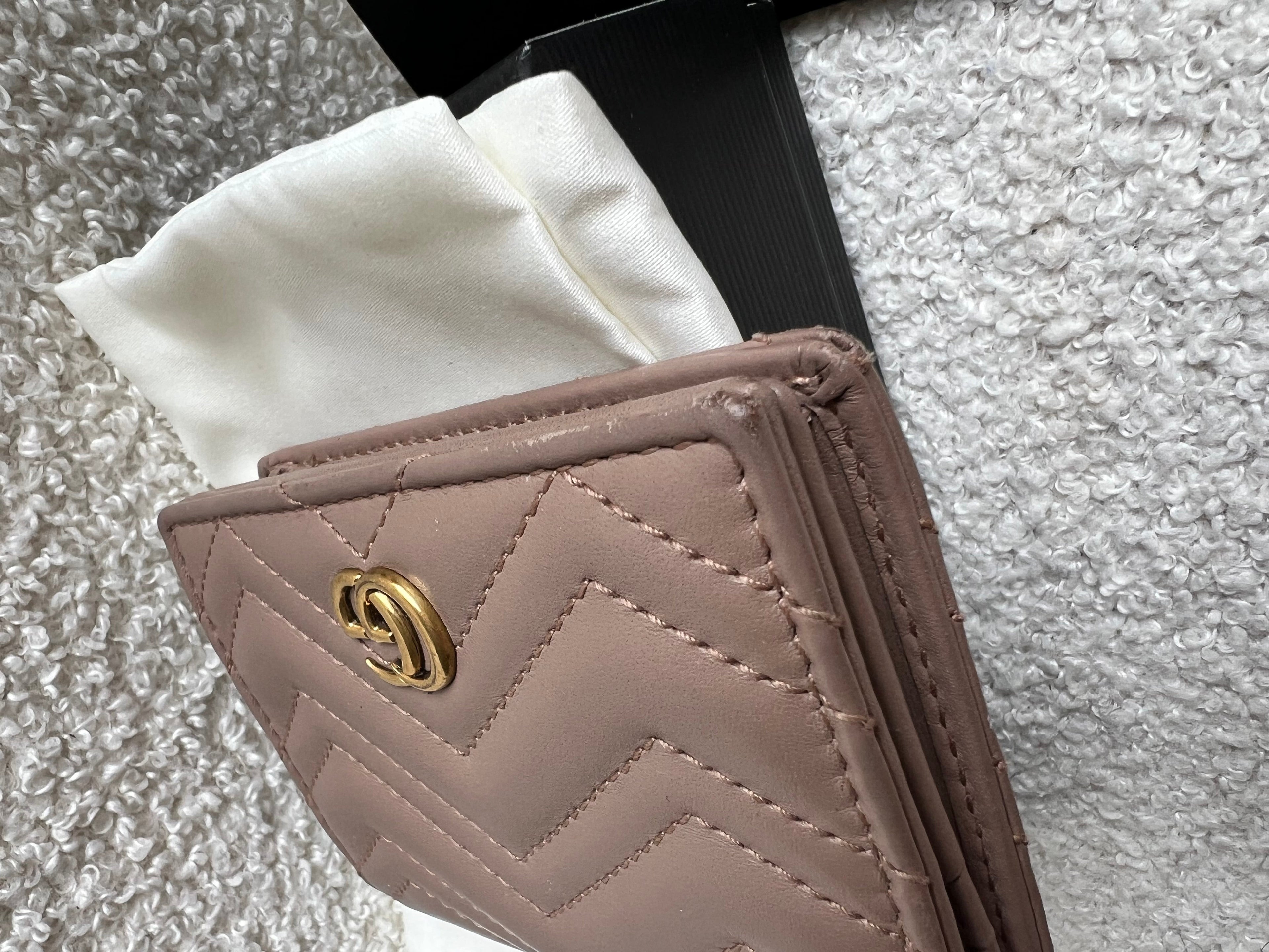 Gucci GG Dusty Pink Marmont Matelassé Card Case Wallet (RRP £410)