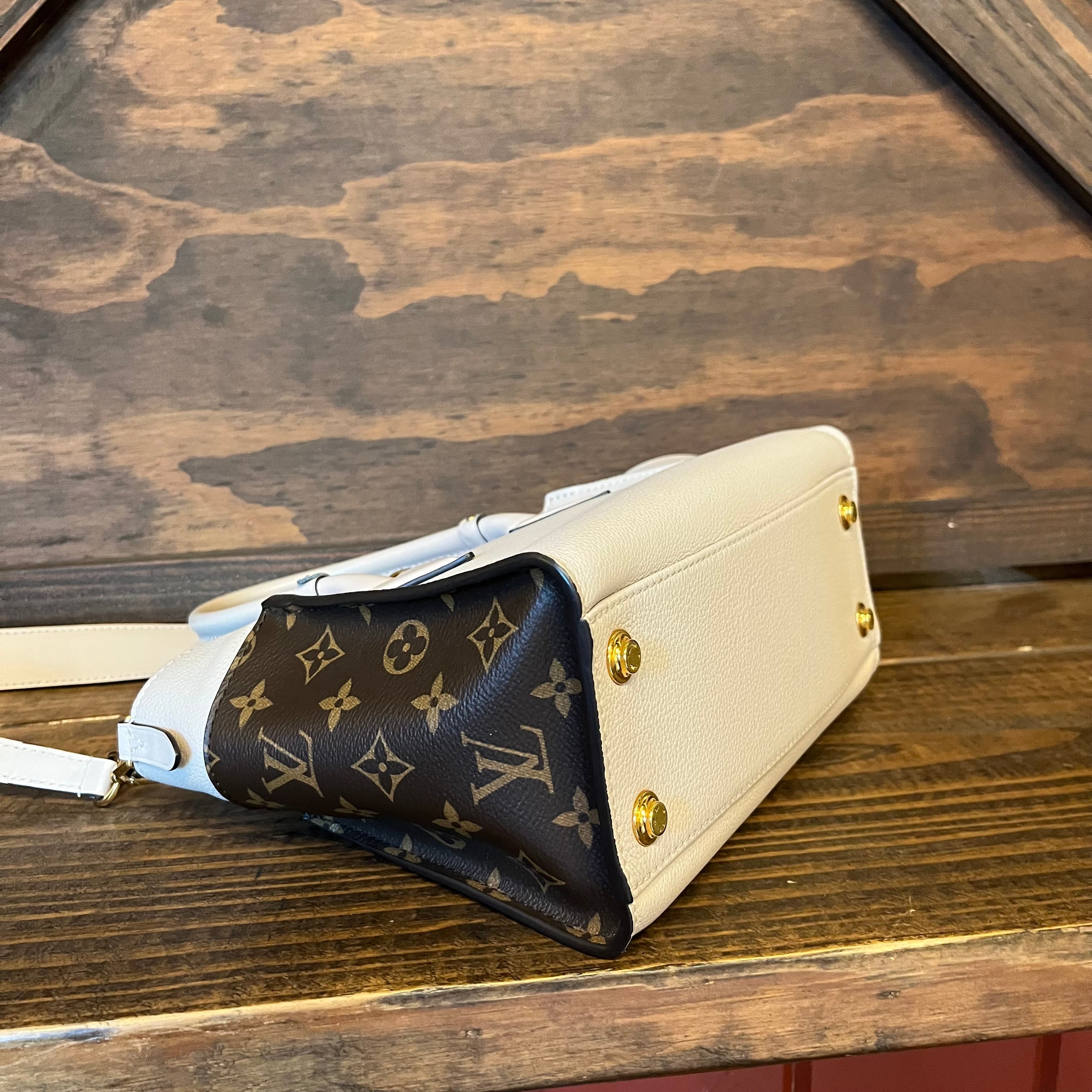 LOUIS VUITTON OnMySide PM Greige Calf Leather Top Handle