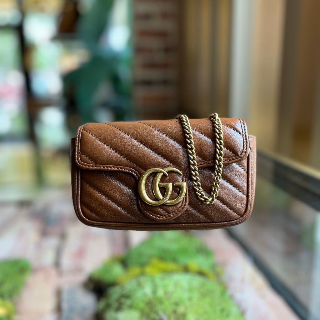 GUCCI GG Marmont Super Mini Azalea Calfskin Leather Crossbody Bag