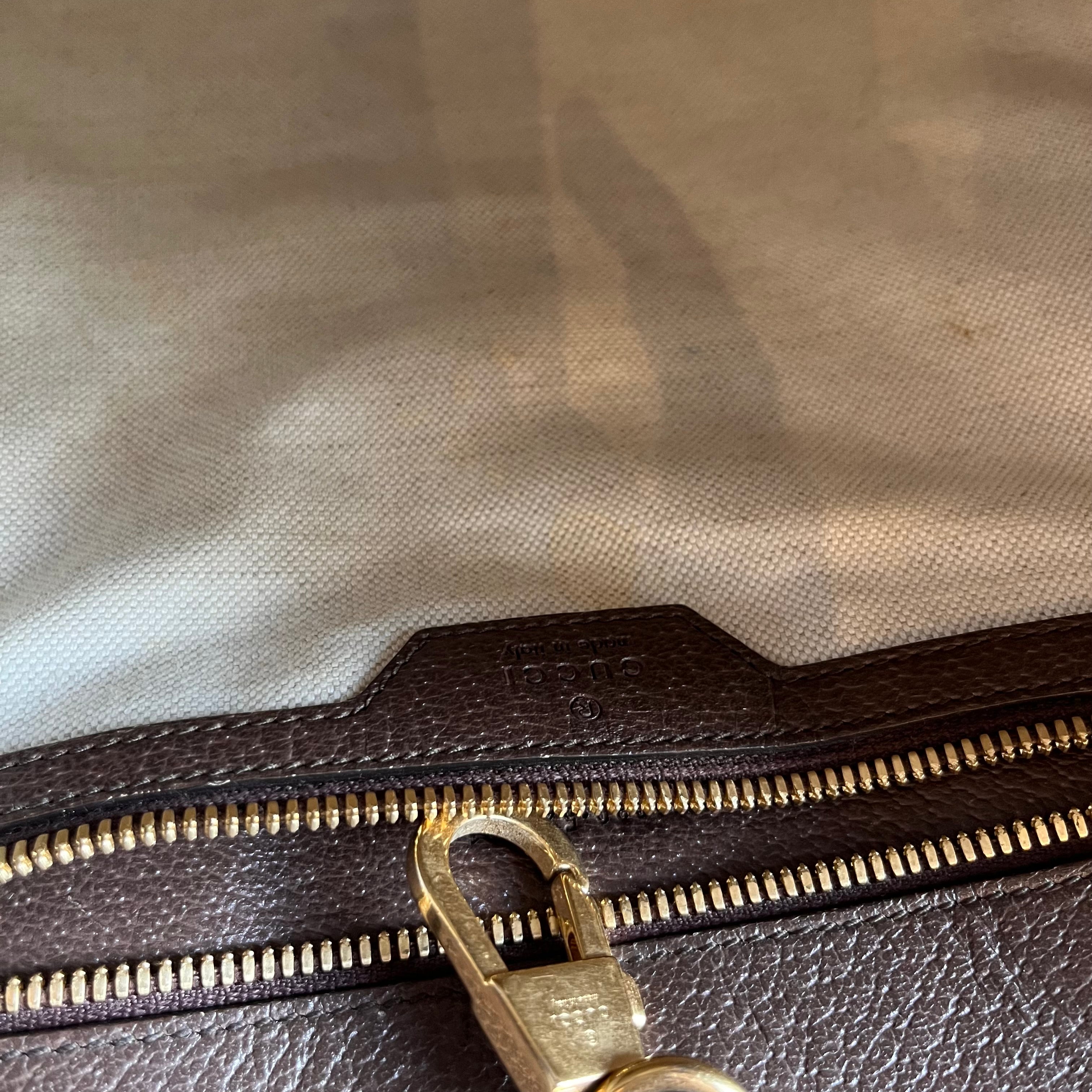 GUCCI Beige Monogram Jumbo GG Textured Dollar Calfskin Web Tote