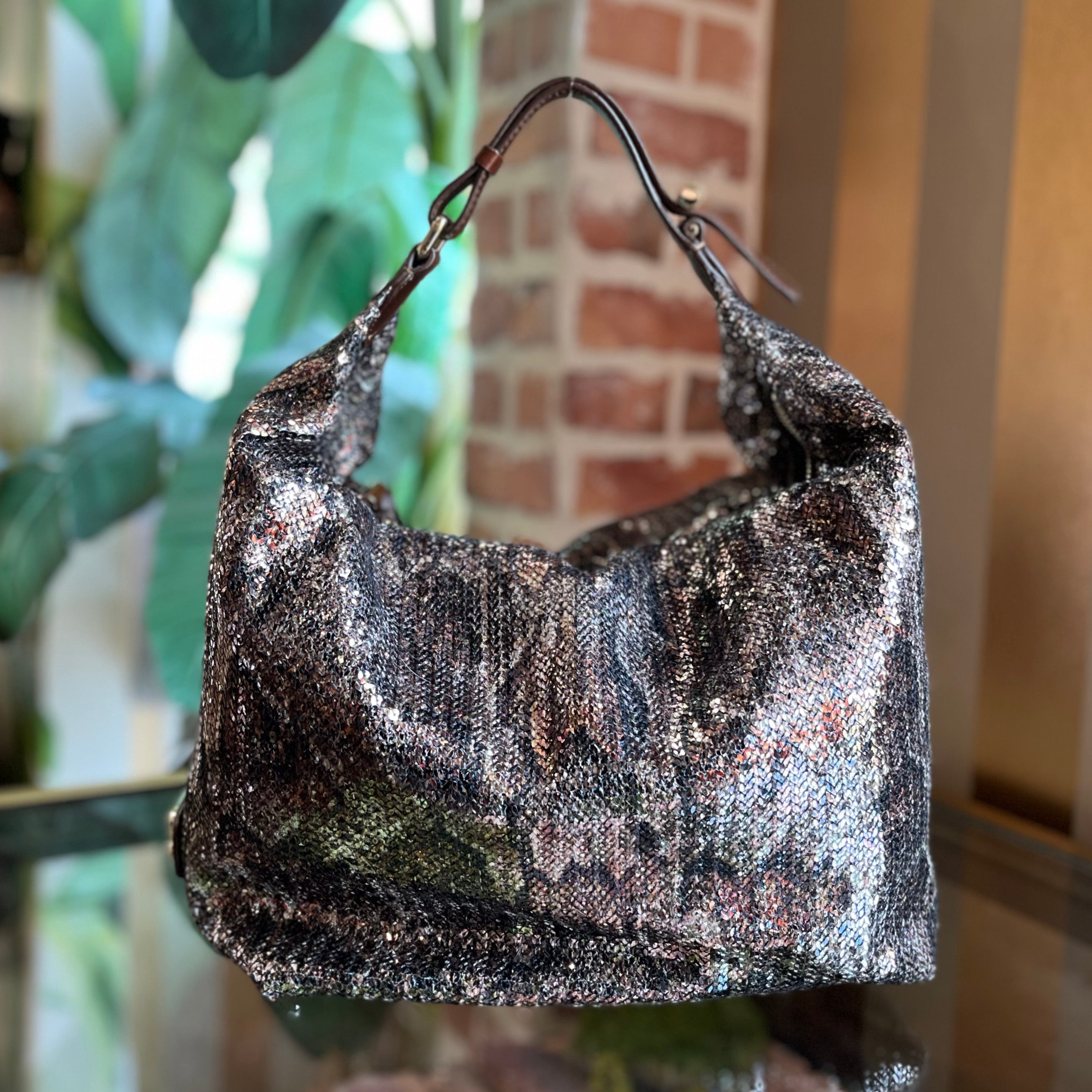 JIMMY CHOO Multicolor Sequin Python Hobo