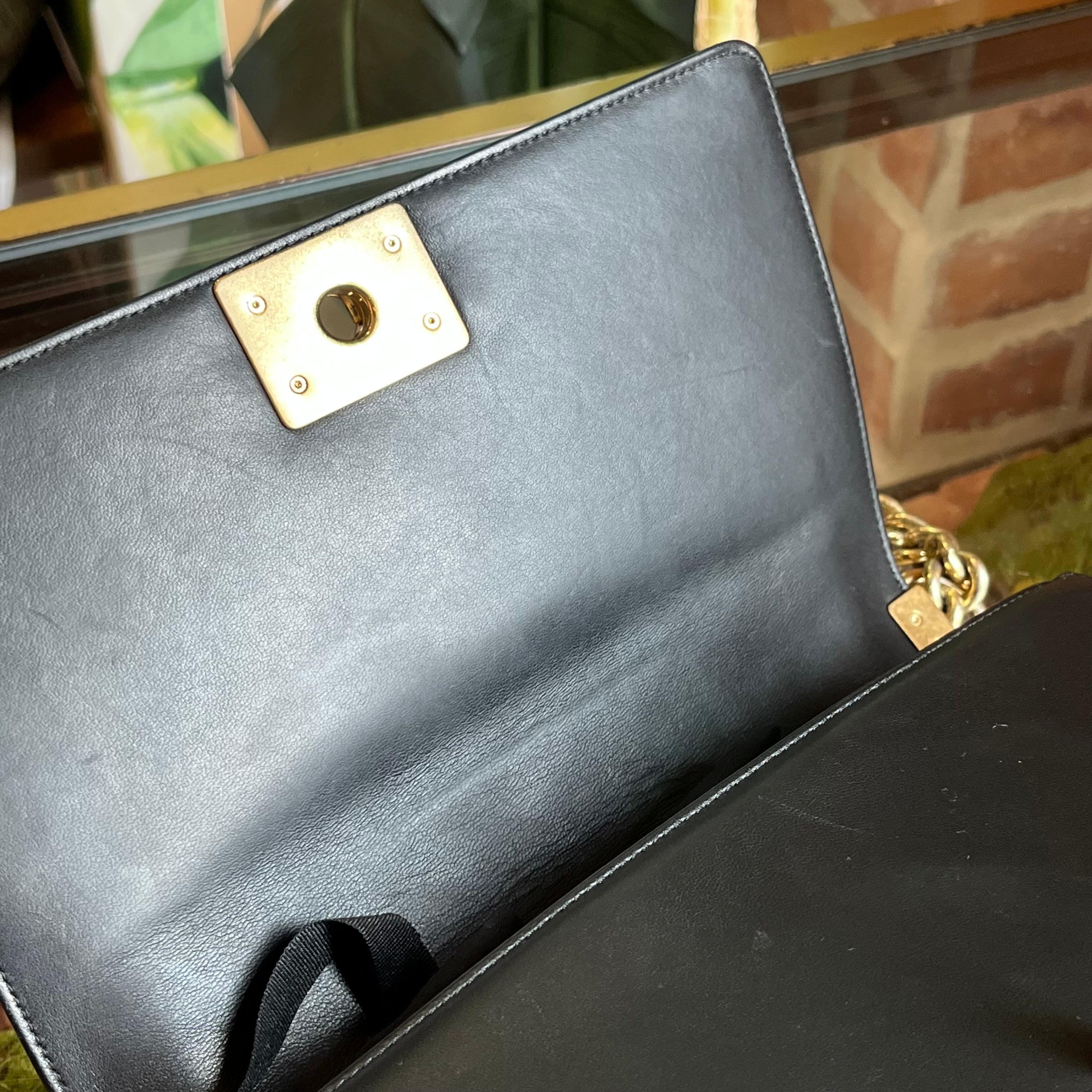 CHANEL Medium Boy Black Quilted Lambskin Leather Shoulder Bag