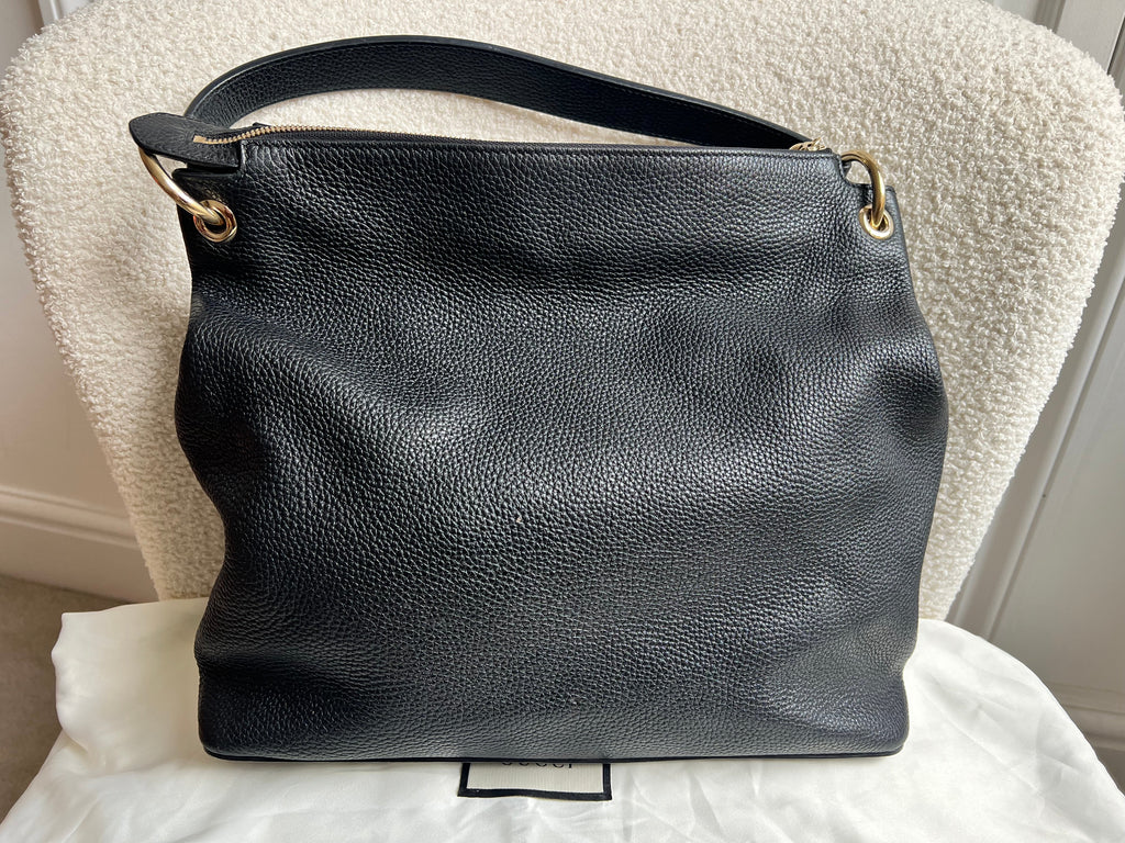 Gucci Soho Large Hobo in Black Pebbled Calfskin