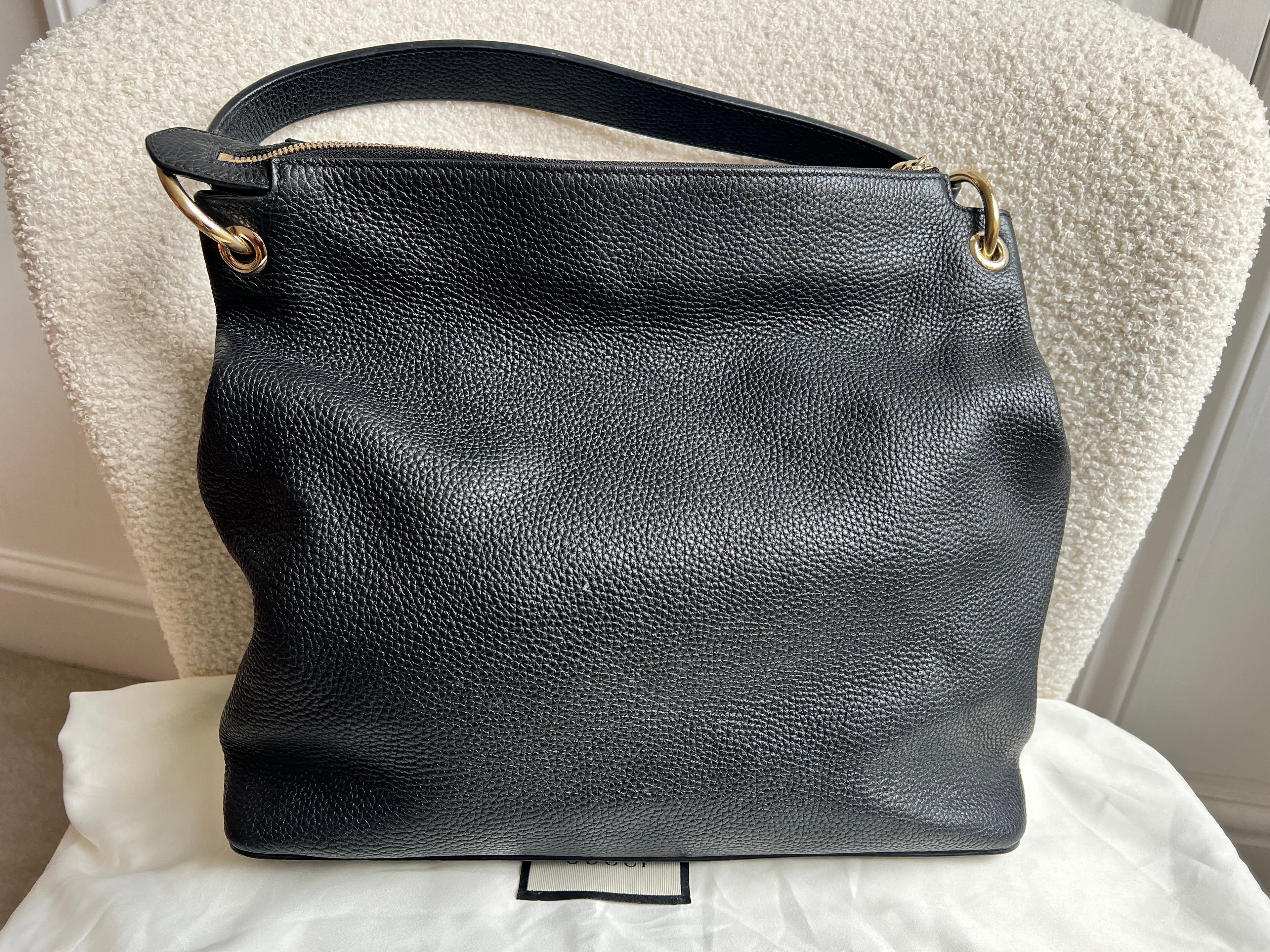 Gucci Soho Large Hobo in Black Pebbled Calfskin