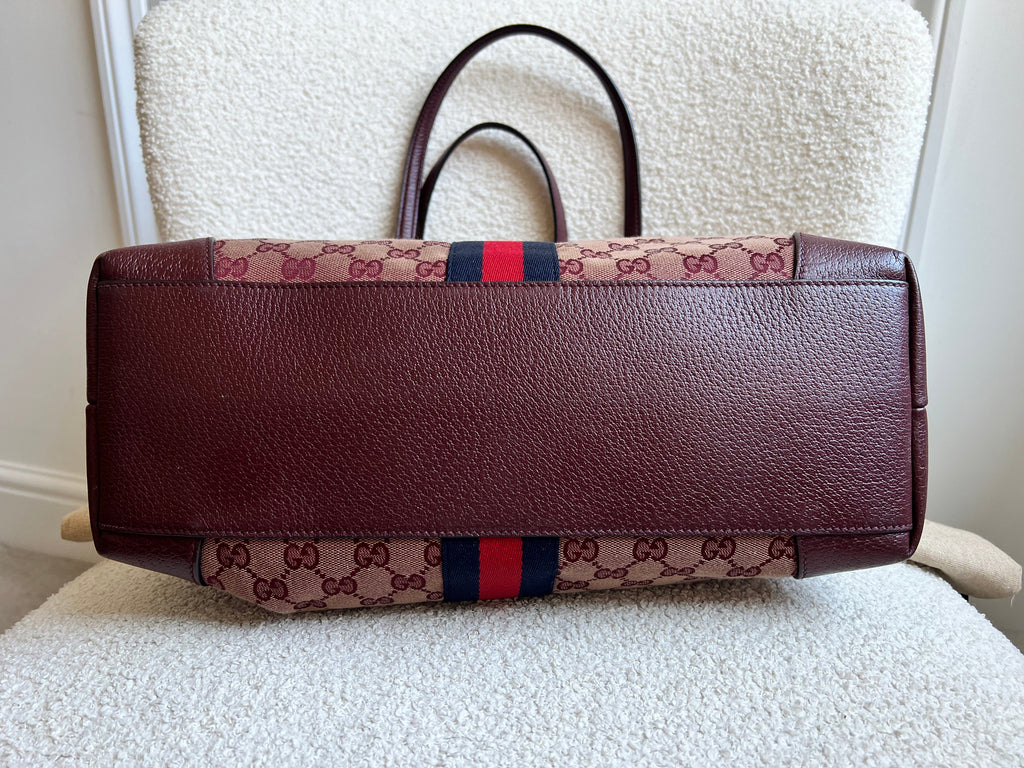 Gucci Burgundy Ophidia GG Supreme Medium Tote