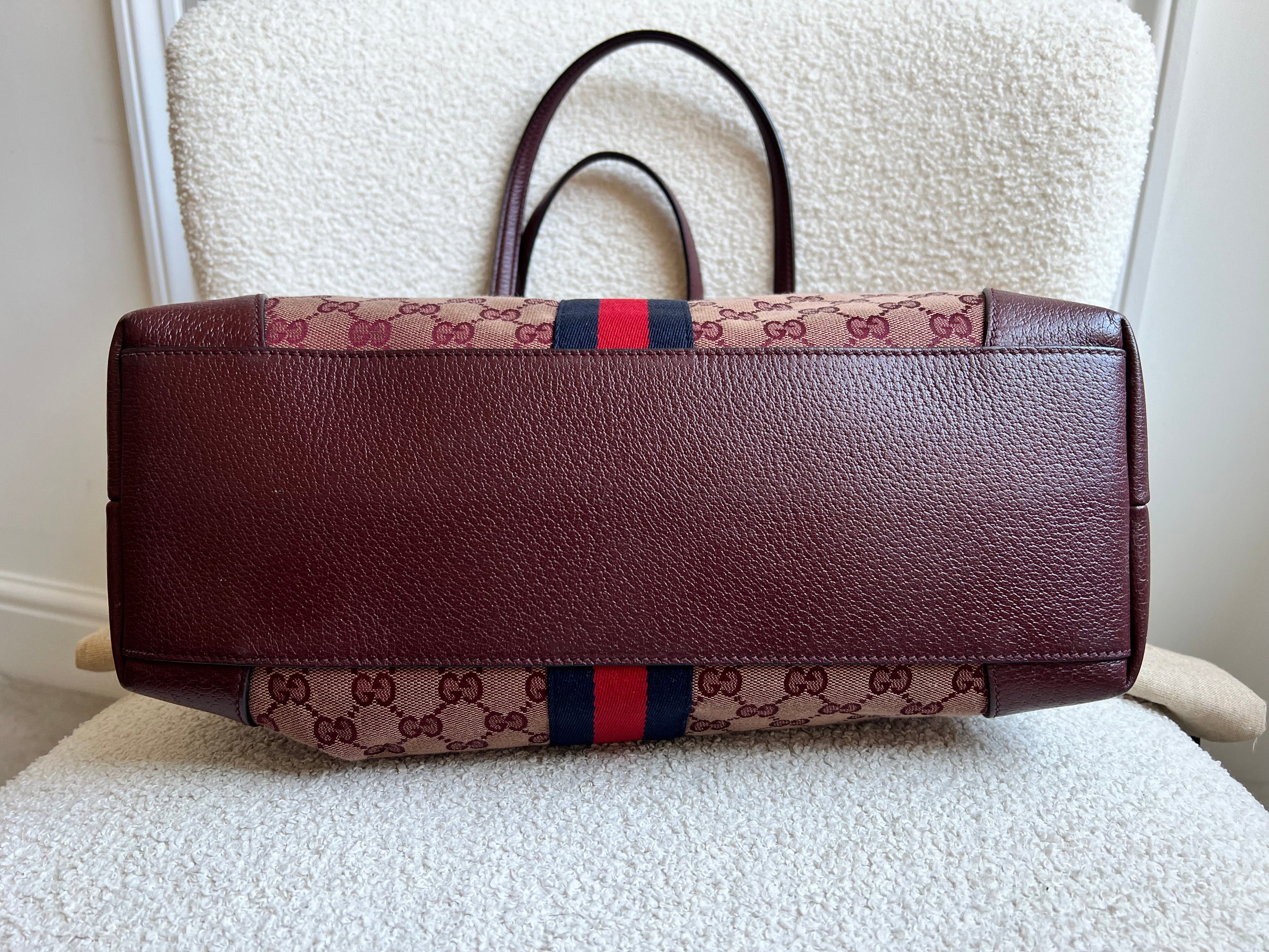 Gucci Burgundy Ophidia GG Supreme Medium Tote