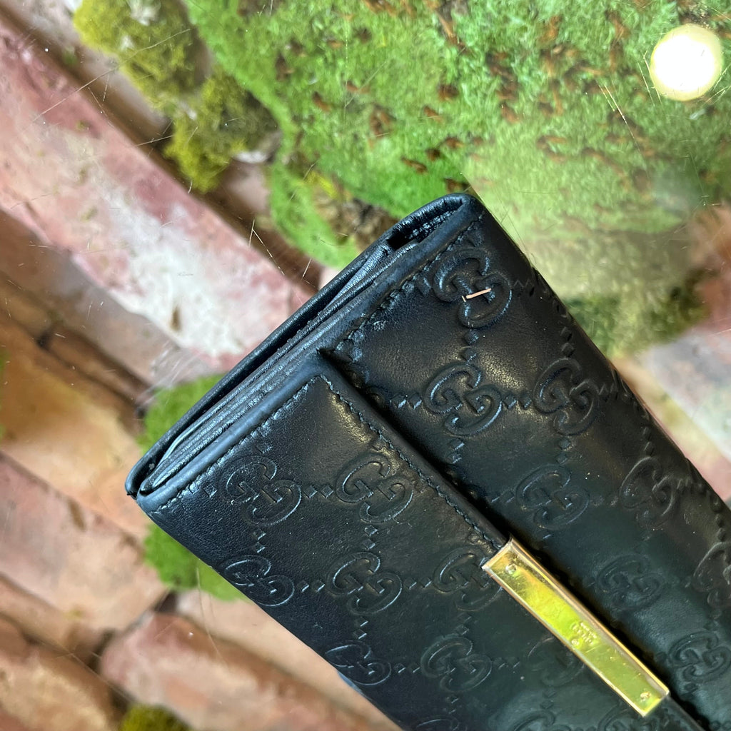 GUCCI GG Signature Black Leather Continental Wallet