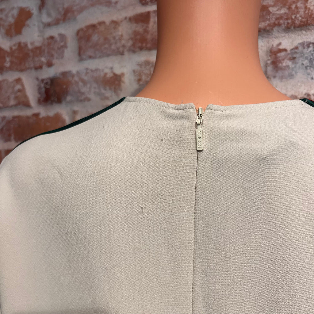 GUCCI Cream Web Stripe Viscose Knee-Length Dress SZ40(4US/S)