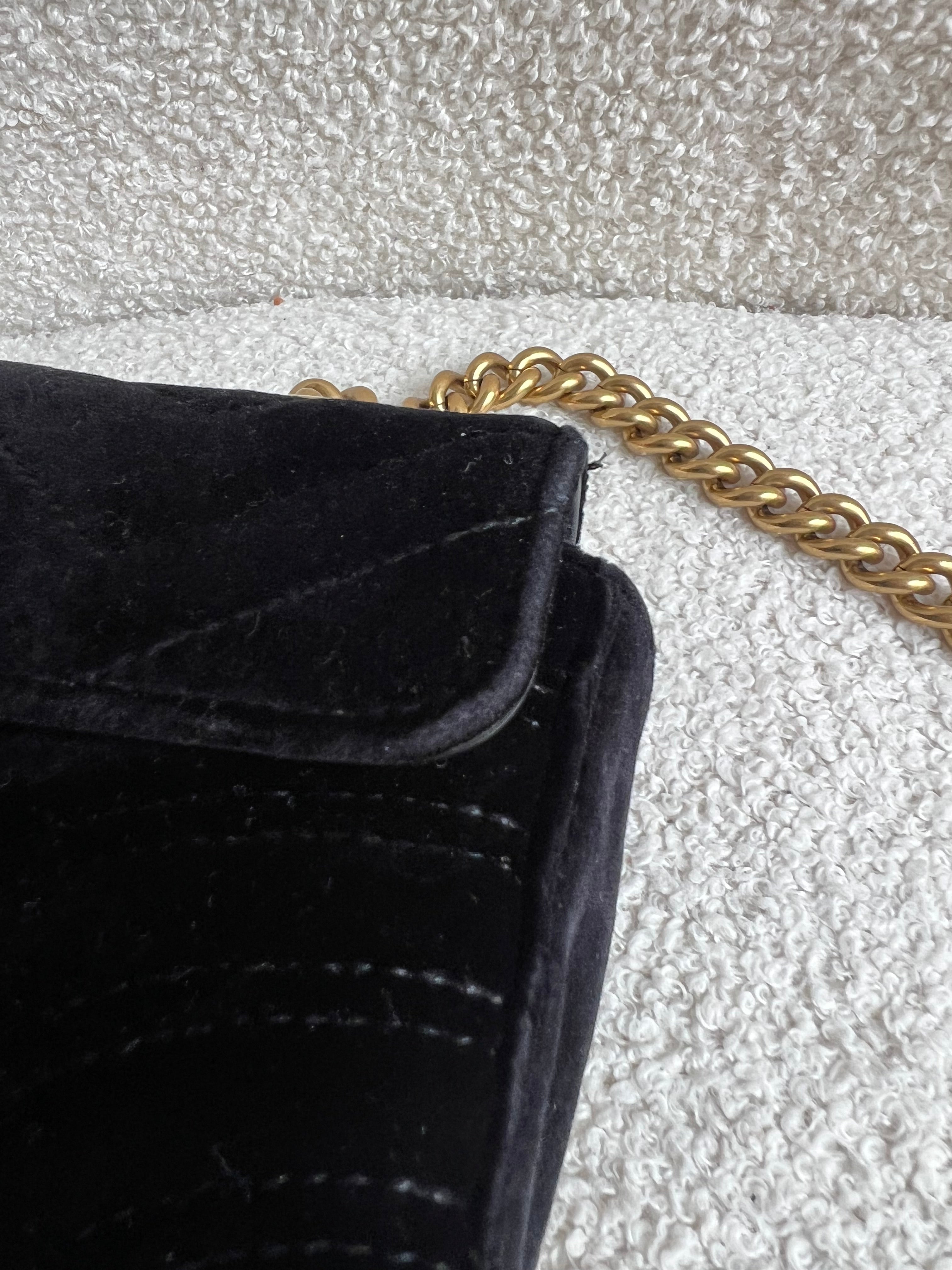 Gucci GG Black Velvet Marmont Mini Shoulder Bag (RRP £1395)