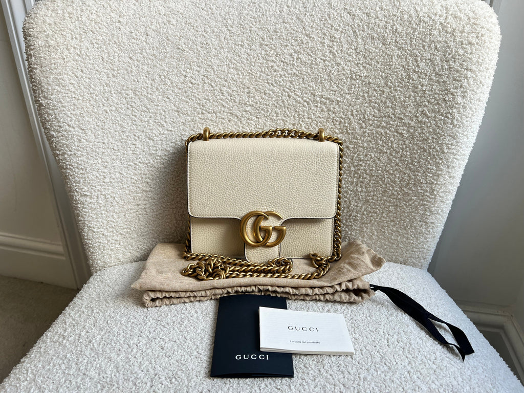 Gucci Cream GG Marmont Chain Mini Bag