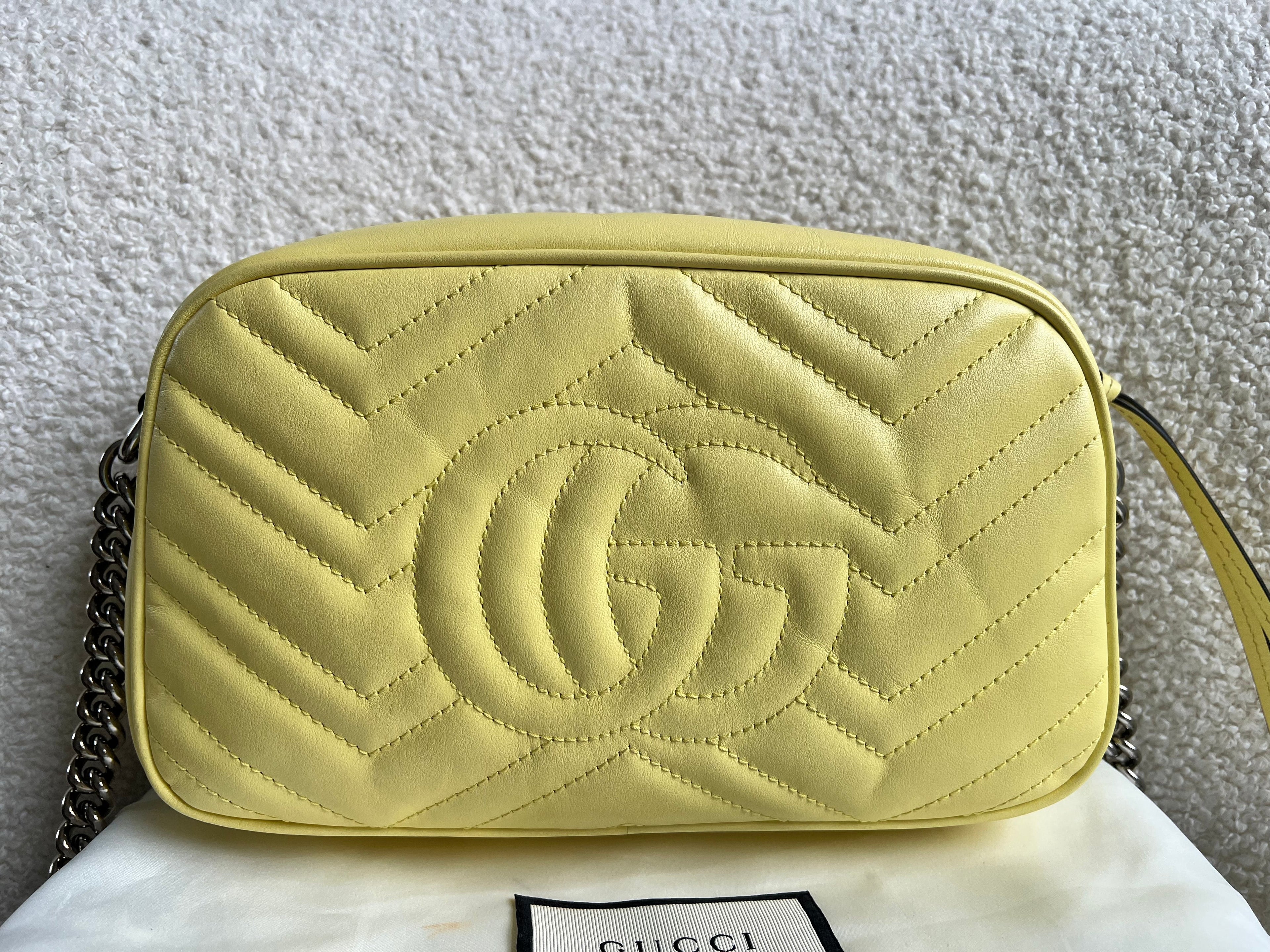 Gucci GG Pale Yellow Marmont Small Shoulder Bag (RRP £1440)