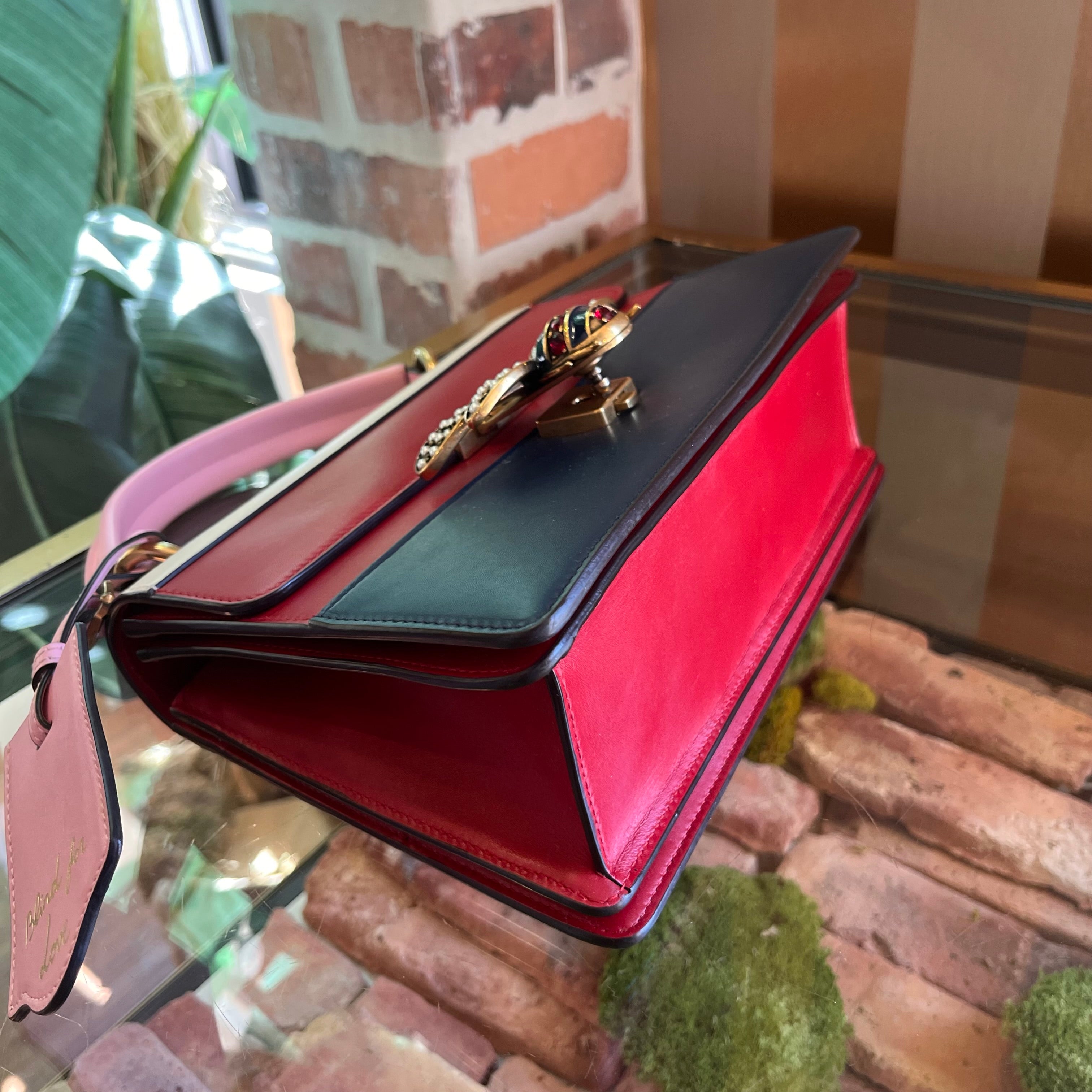 GUCCI Sylvie Web Queen Margaret Small Calfskin Top Handle Bag