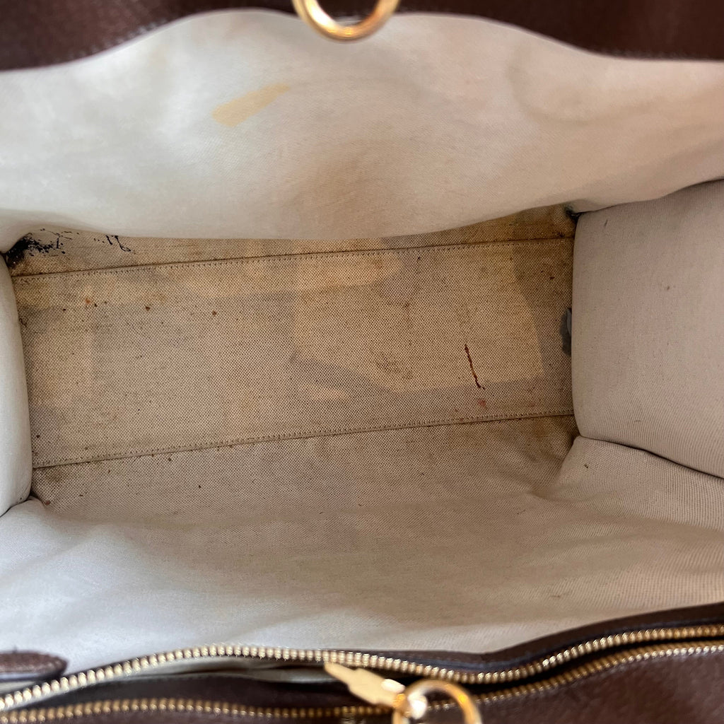 GUCCI Beige Monogram Jumbo GG Textured Dollar Calfskin Web Tote