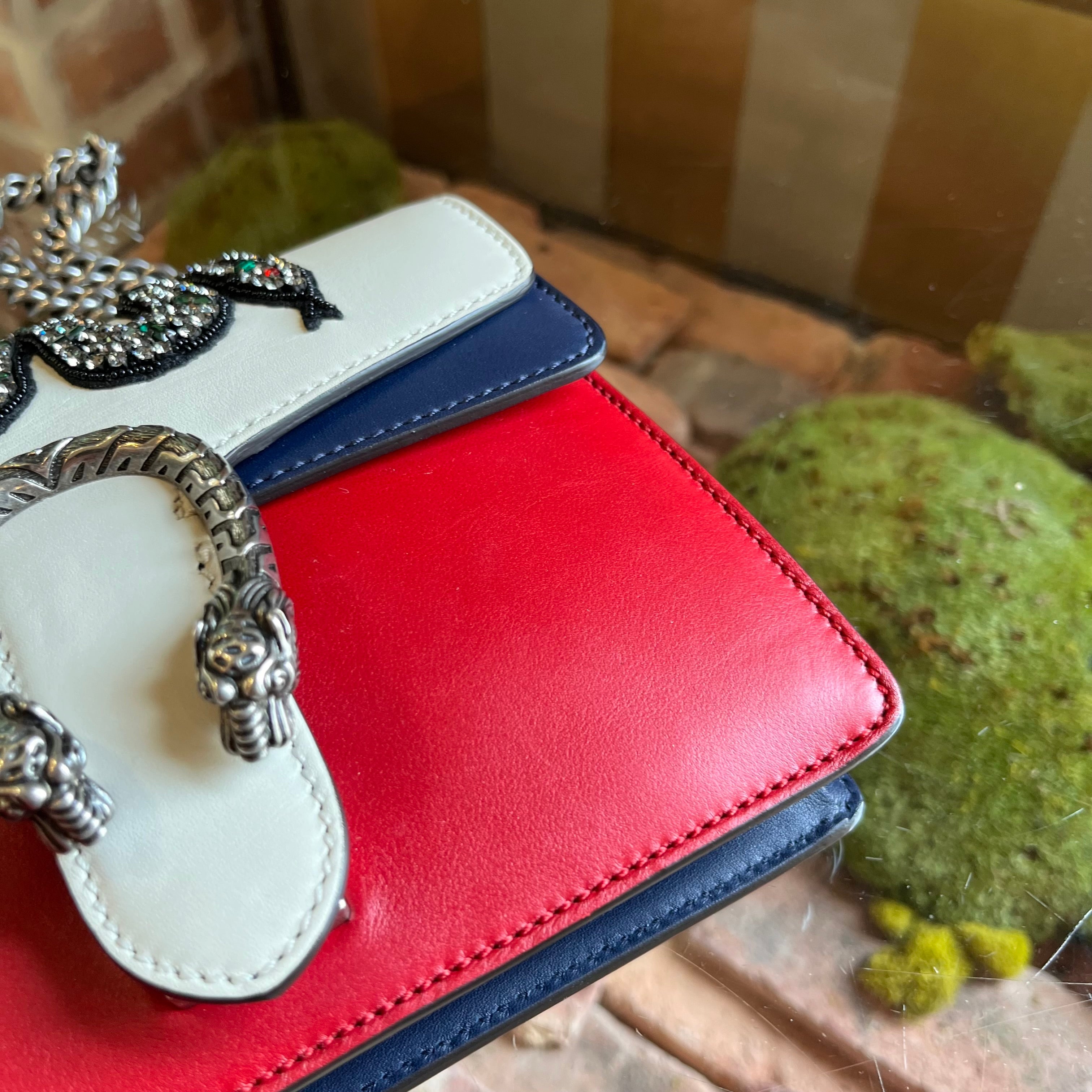 GUCCI Dionysus Mini Kingsnake White Red Leather Shoulder Bag