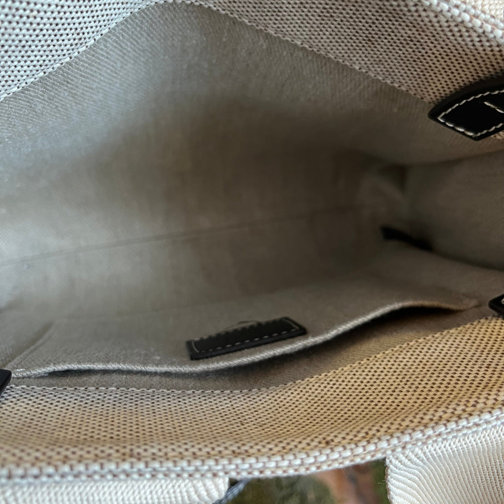 CHLOE Woody Logo Strap Linen Tote