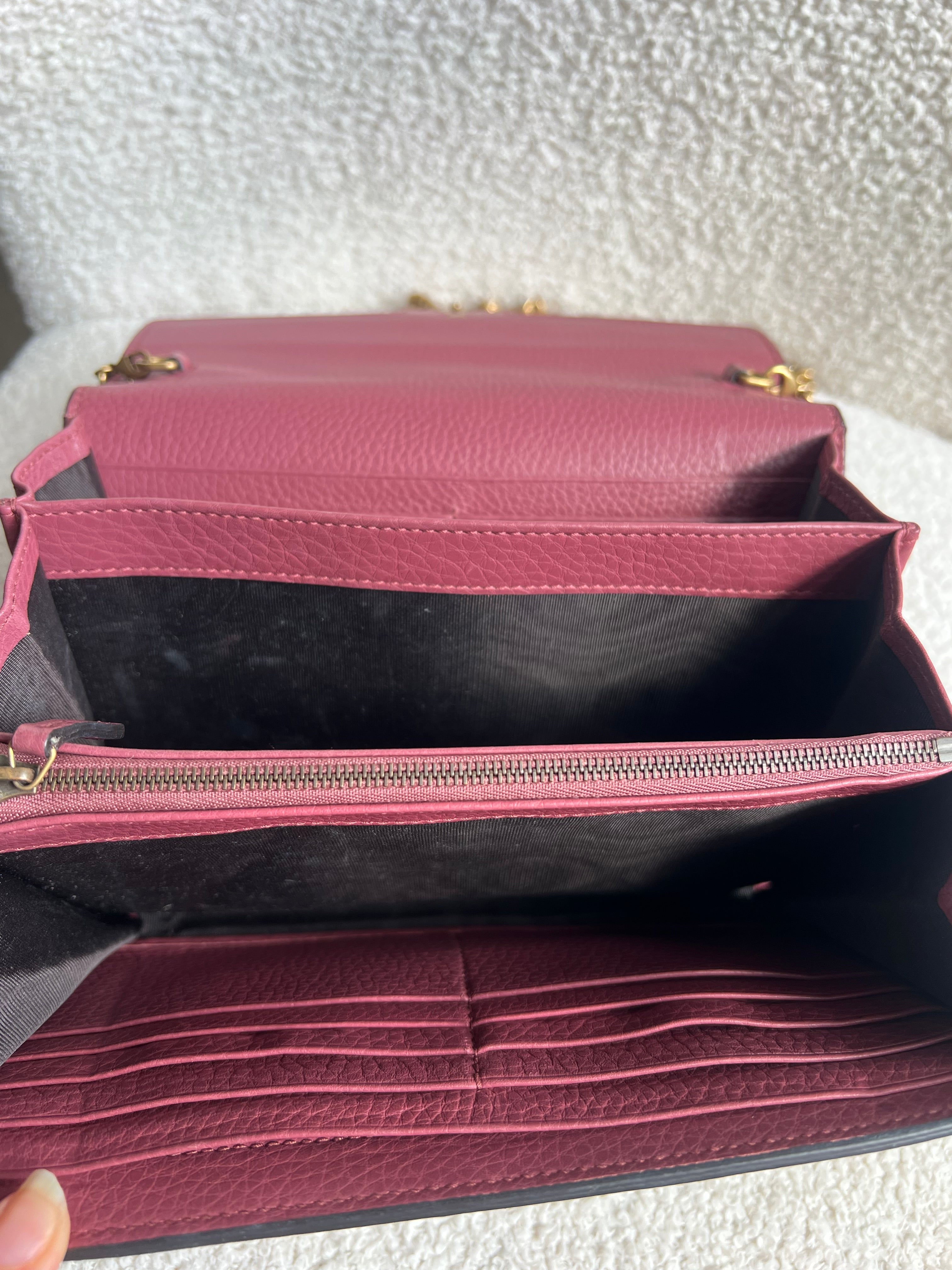 Gucci Rose Pink GG Marmont Chain Wallet (RRP £1195)