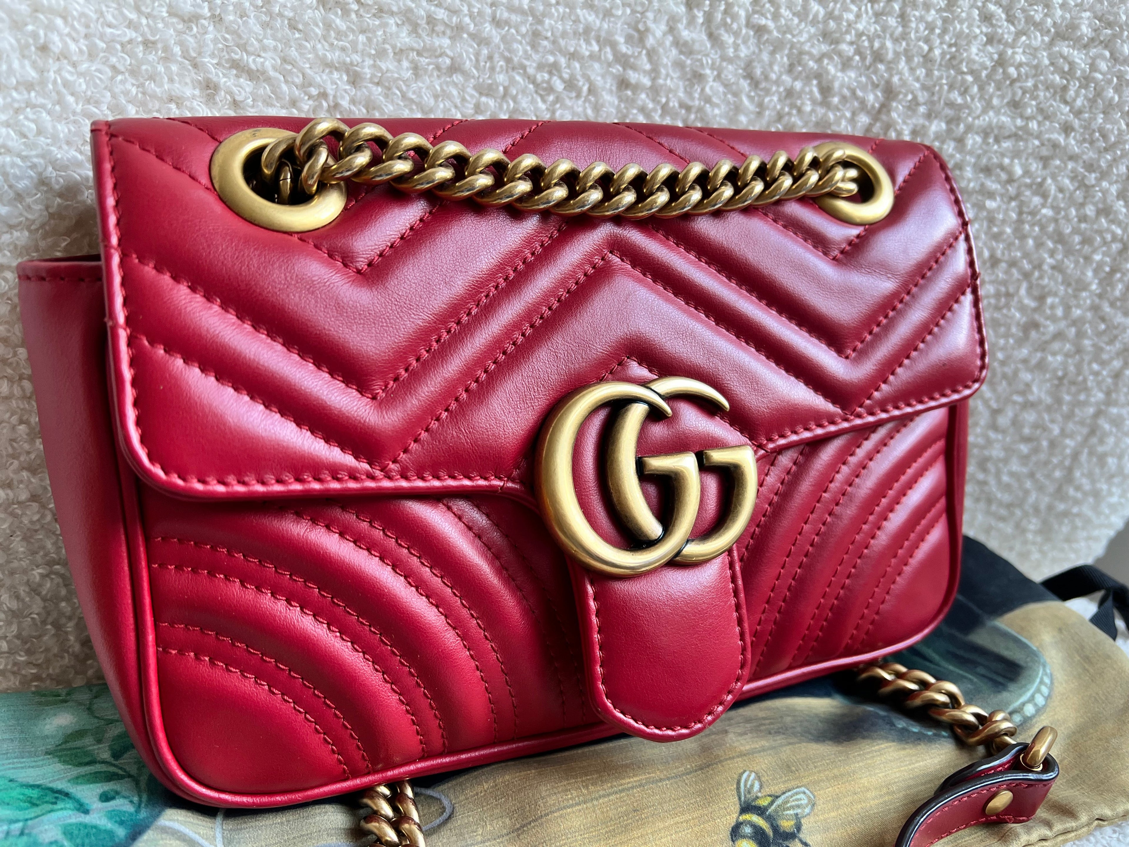 Gucci GG Hibiscus Red Marmont Mini Shoulder Bag (RRP £1,890)