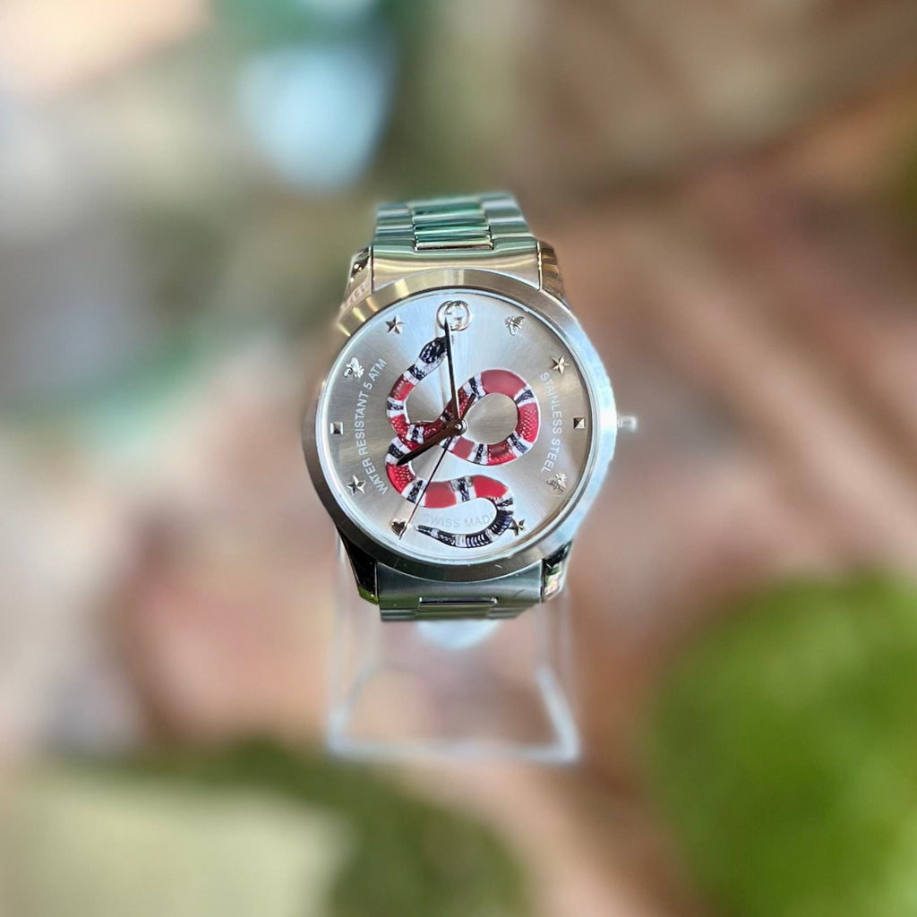 GUCCI G-Timeless King Snake Quartz Stainless Steel Watch
