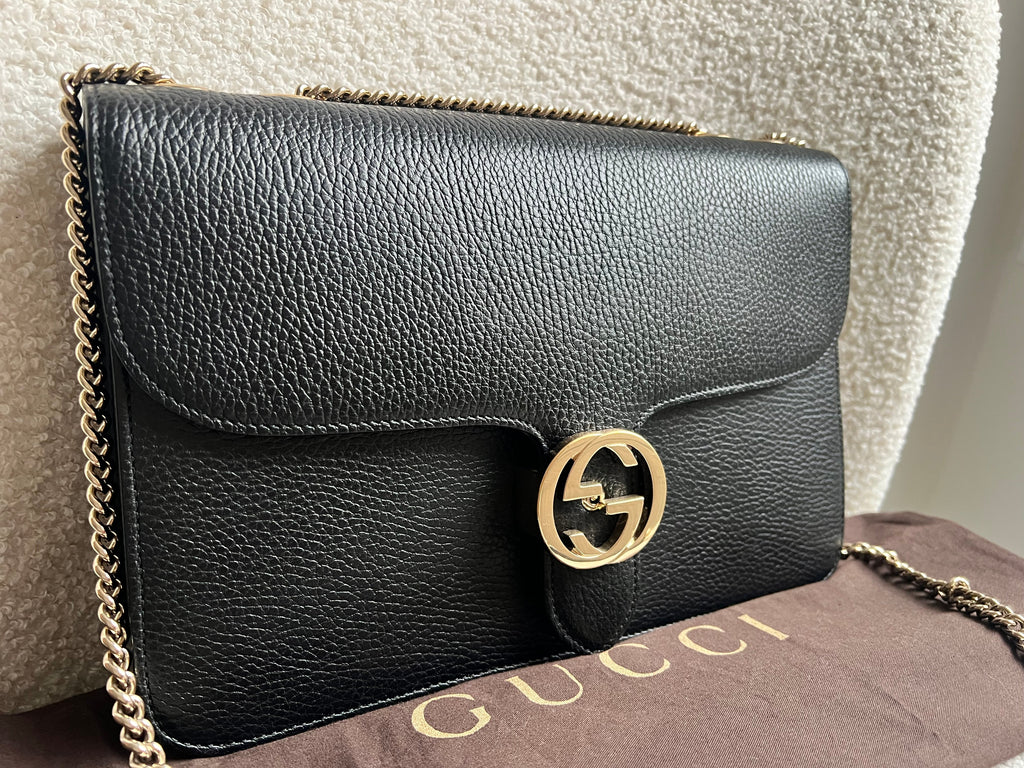 Gucci Interlocking GG Black Medium Shoulder Bag