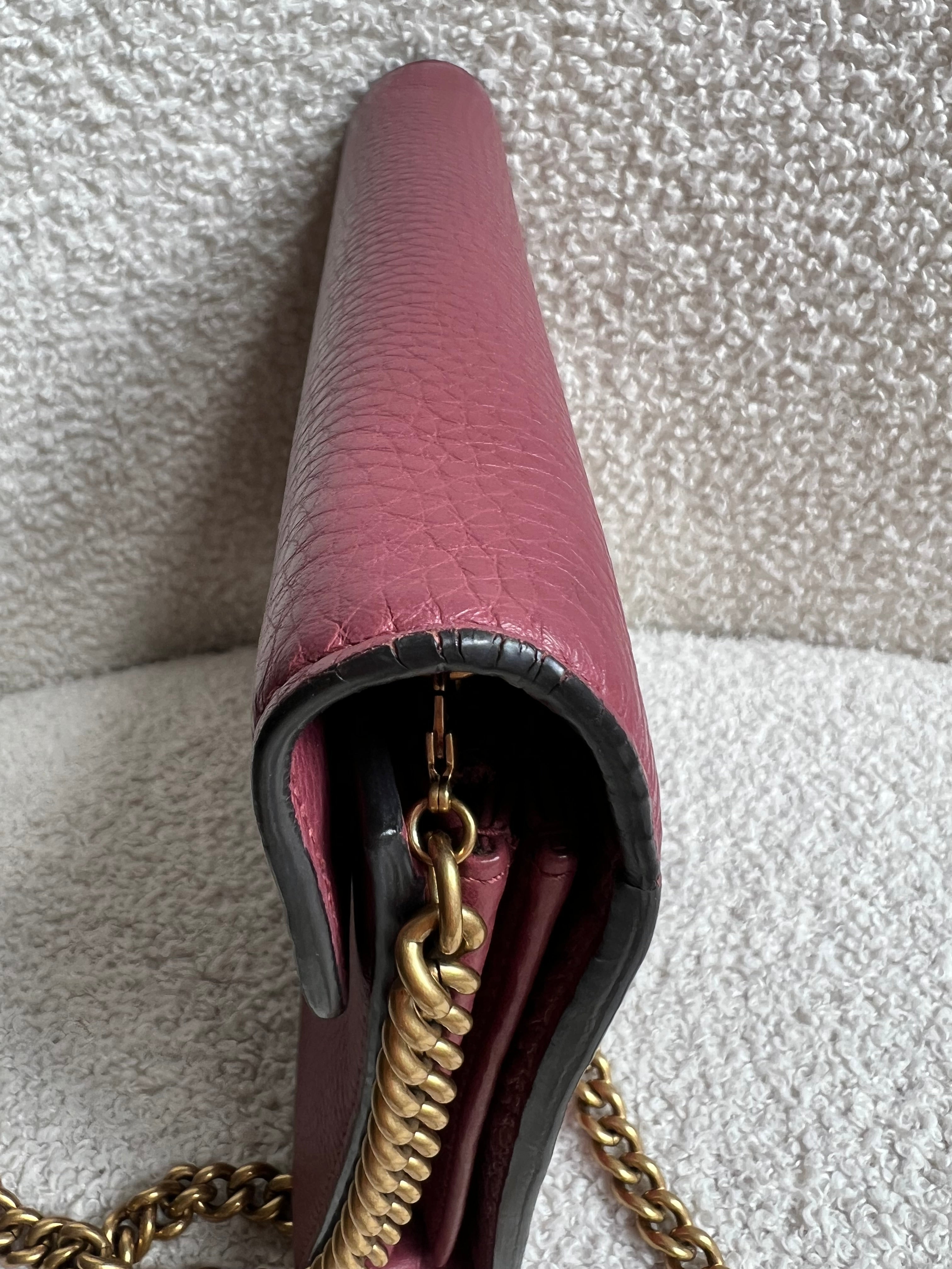 Gucci Rose Pink GG Marmont Chain Wallet (RRP £1195)